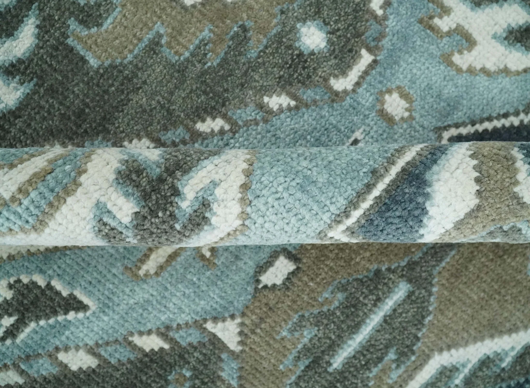 8x10 Hand Knotted Gray, Blue and Ivory Traditional Persian Oushak Wool Rug | AC6810 - Image 10