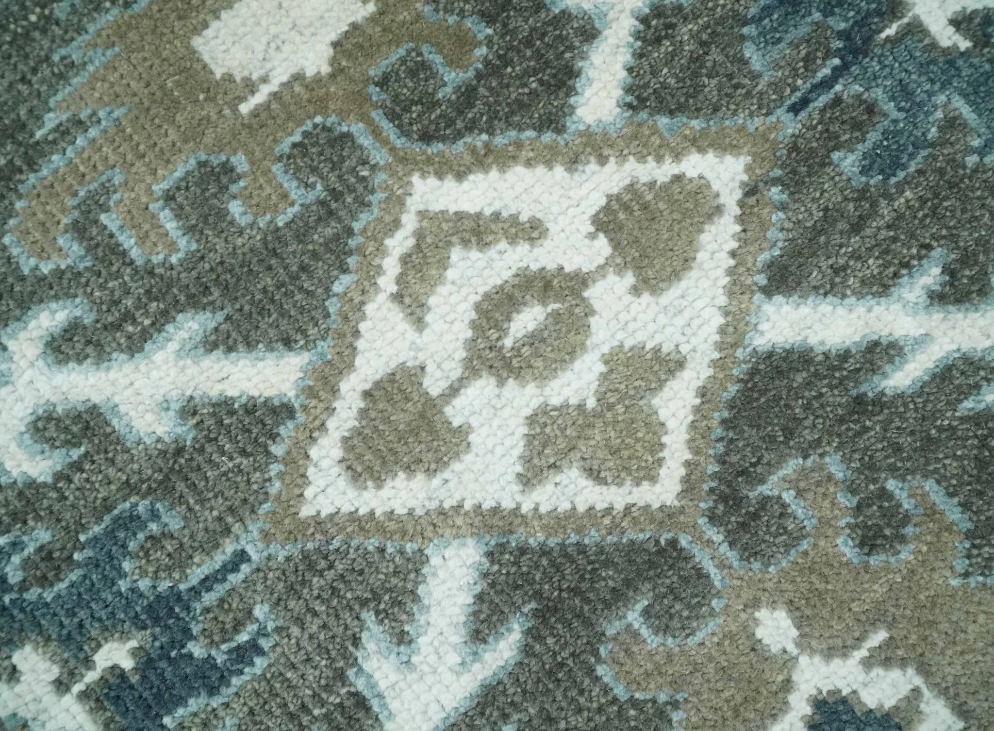 8x10 Hand Knotted Gray, Blue and Ivory Traditional Persian Oushak Wool Rug | AC6810 - Image 9