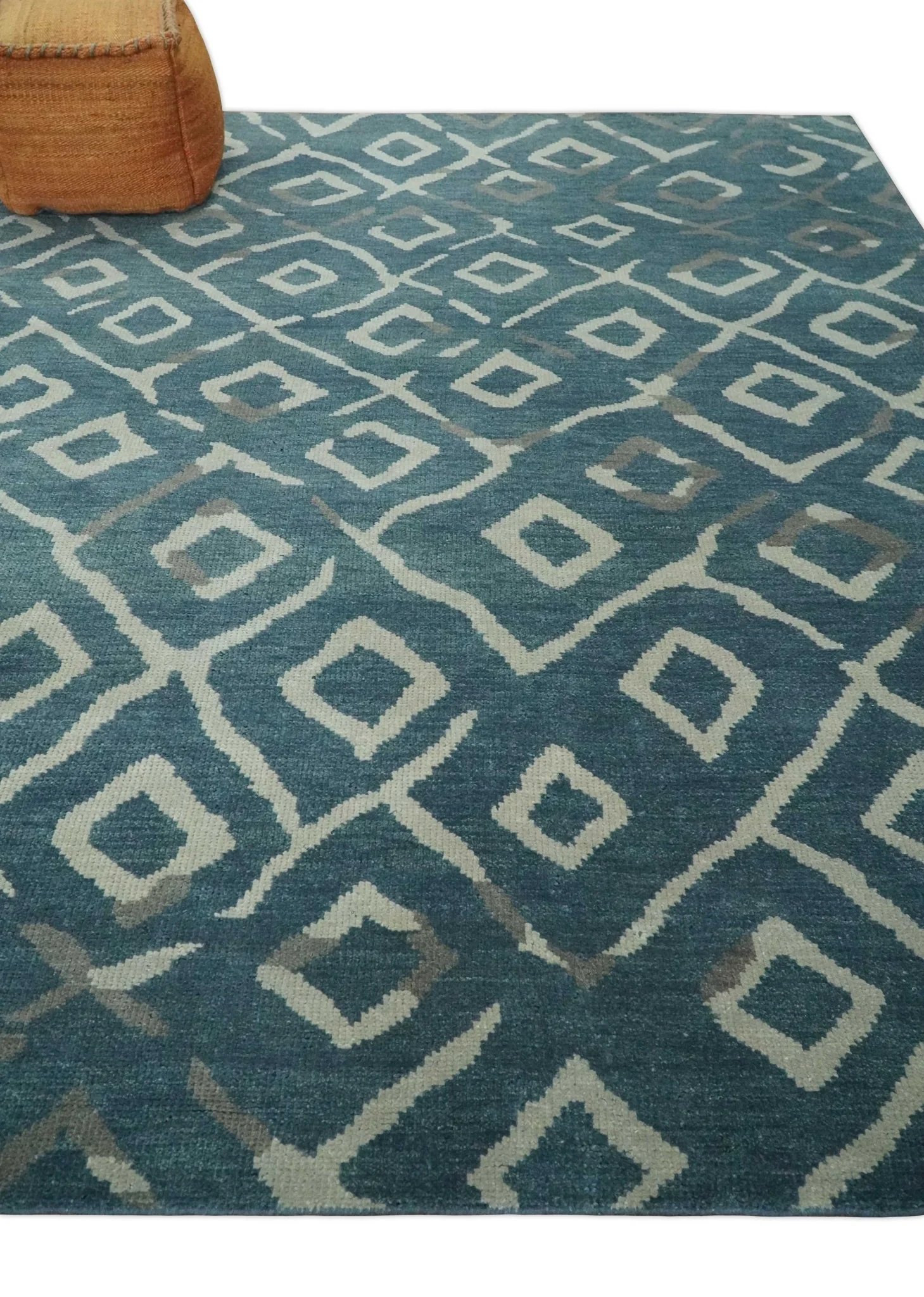 8x10 Hand Knotted Green, Ivory and Gray Traditional Persian Oushak Wool Rug | AC17810 - Image 3