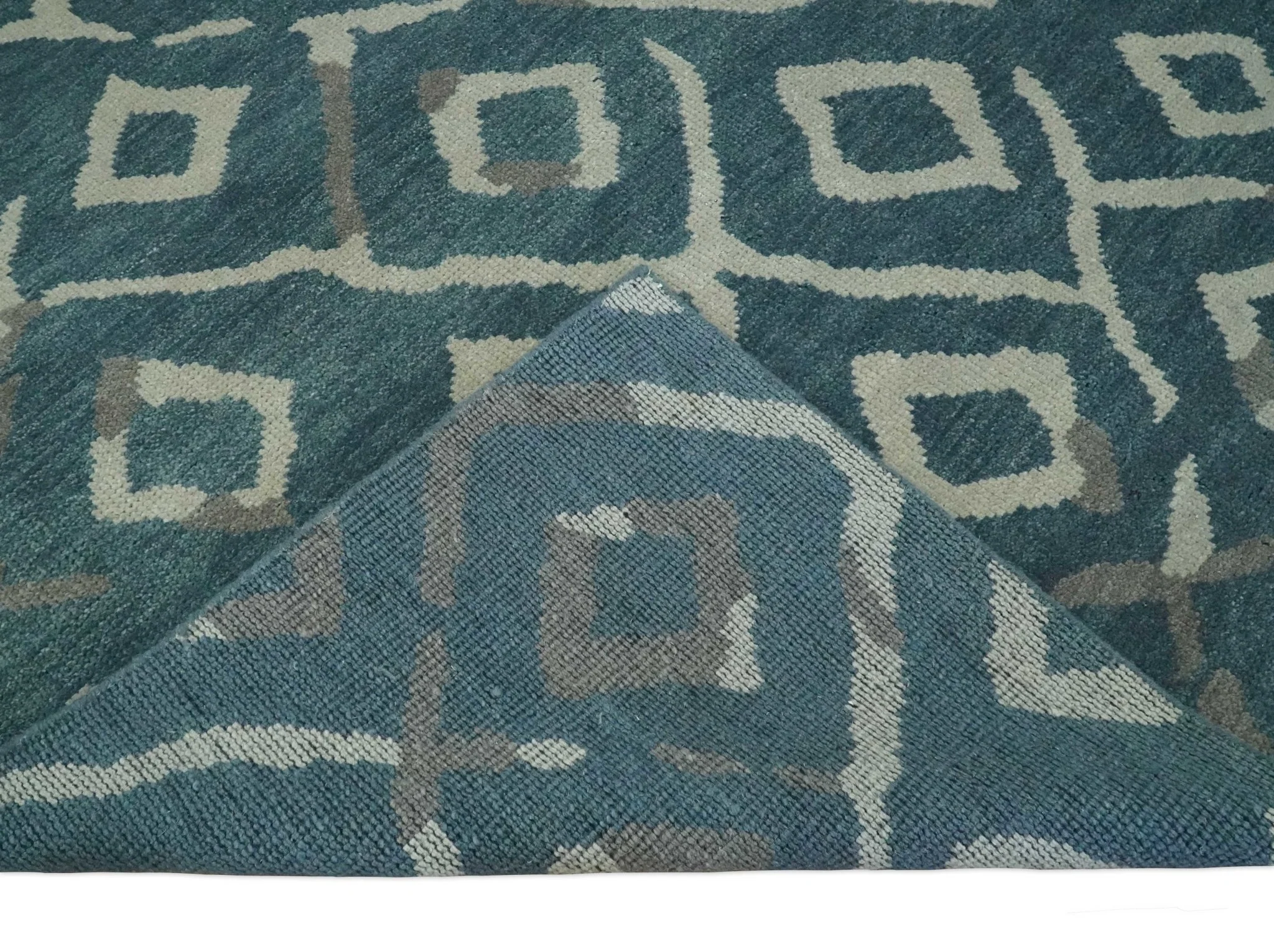 8x10 Hand Knotted Green, Ivory and Gray Traditional Persian Oushak Wool Rug | AC17810 - Image 6