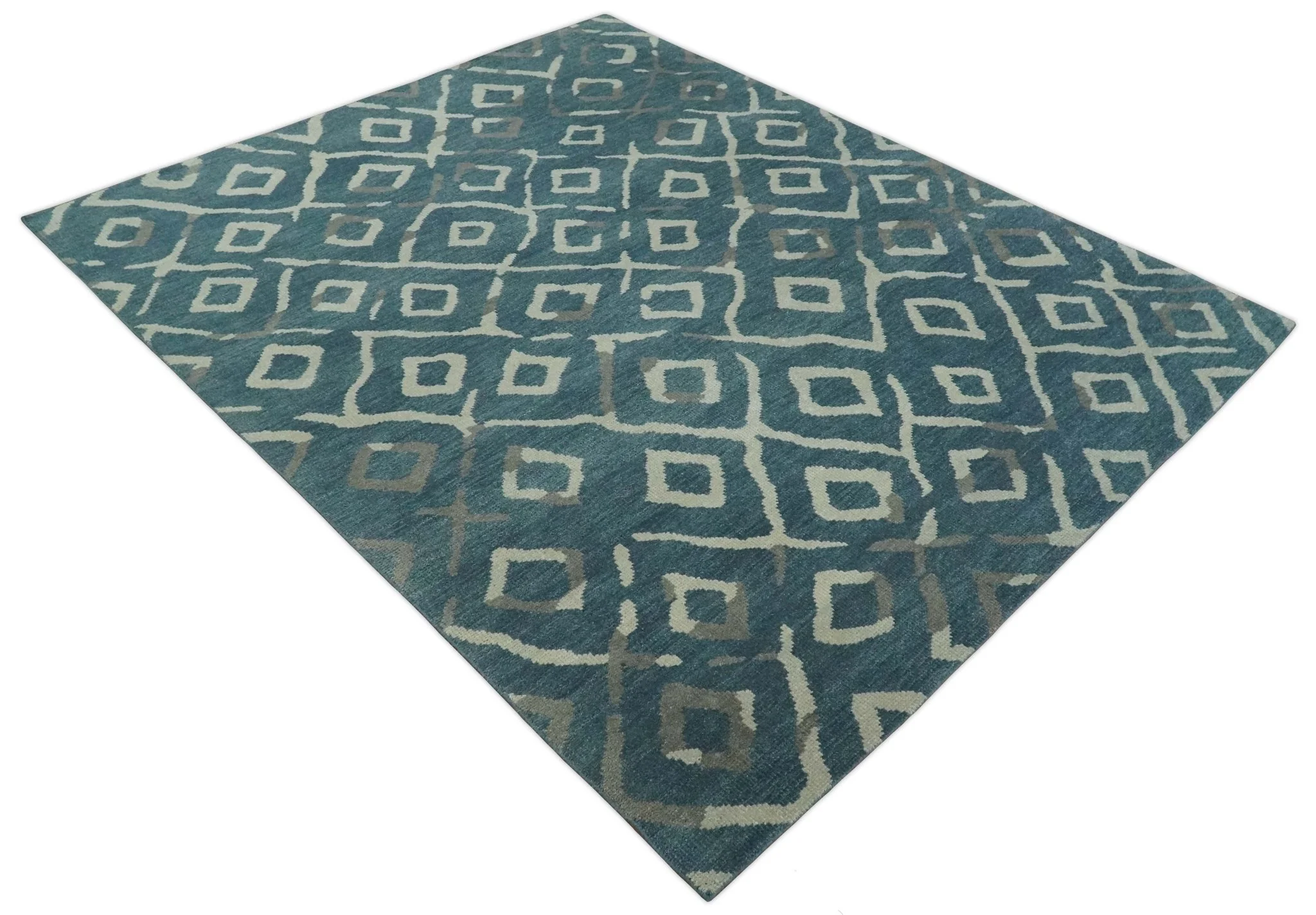 8x10 Hand Knotted Green, Ivory and Gray Traditional Persian Oushak Wool Rug | AC17810 - Image 9