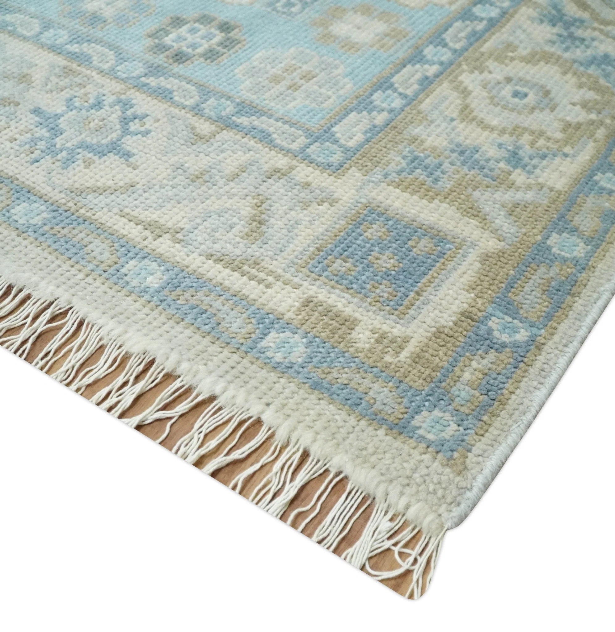 Cappadocia Rug 8x10 Hand Knotted Turkish Blue, Beige and Ivory Traditional Antique Persian Low Pile Area Rug | AC31810 - Image 5