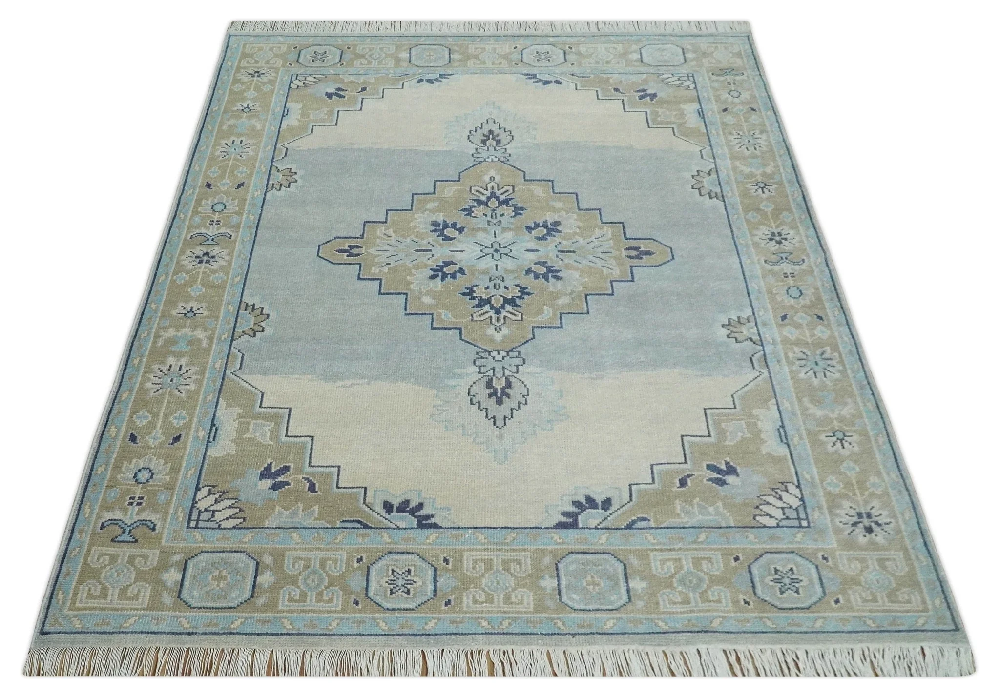 8x10 Hand Knotted Heriz Serapi Blue, Beige and Brown Traditional Antique Persian Area Rug | AC29810 - Image 10