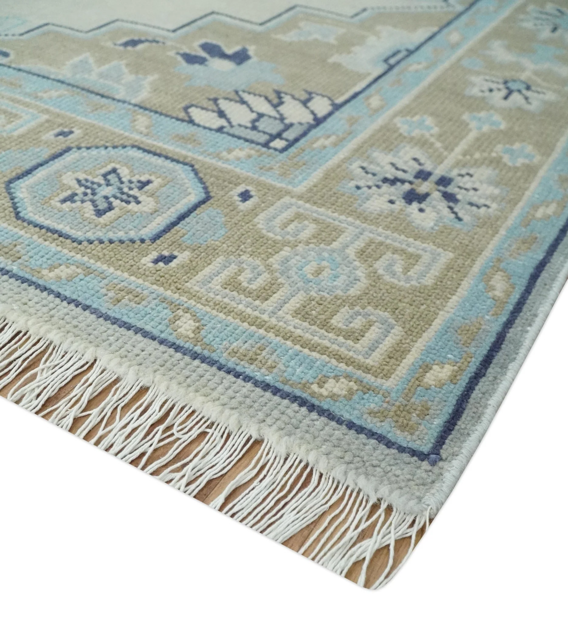 8x10 Hand Knotted Heriz Serapi Blue, Beige and Brown Traditional Antique Persian Area Rug | AC29810 - Image 5