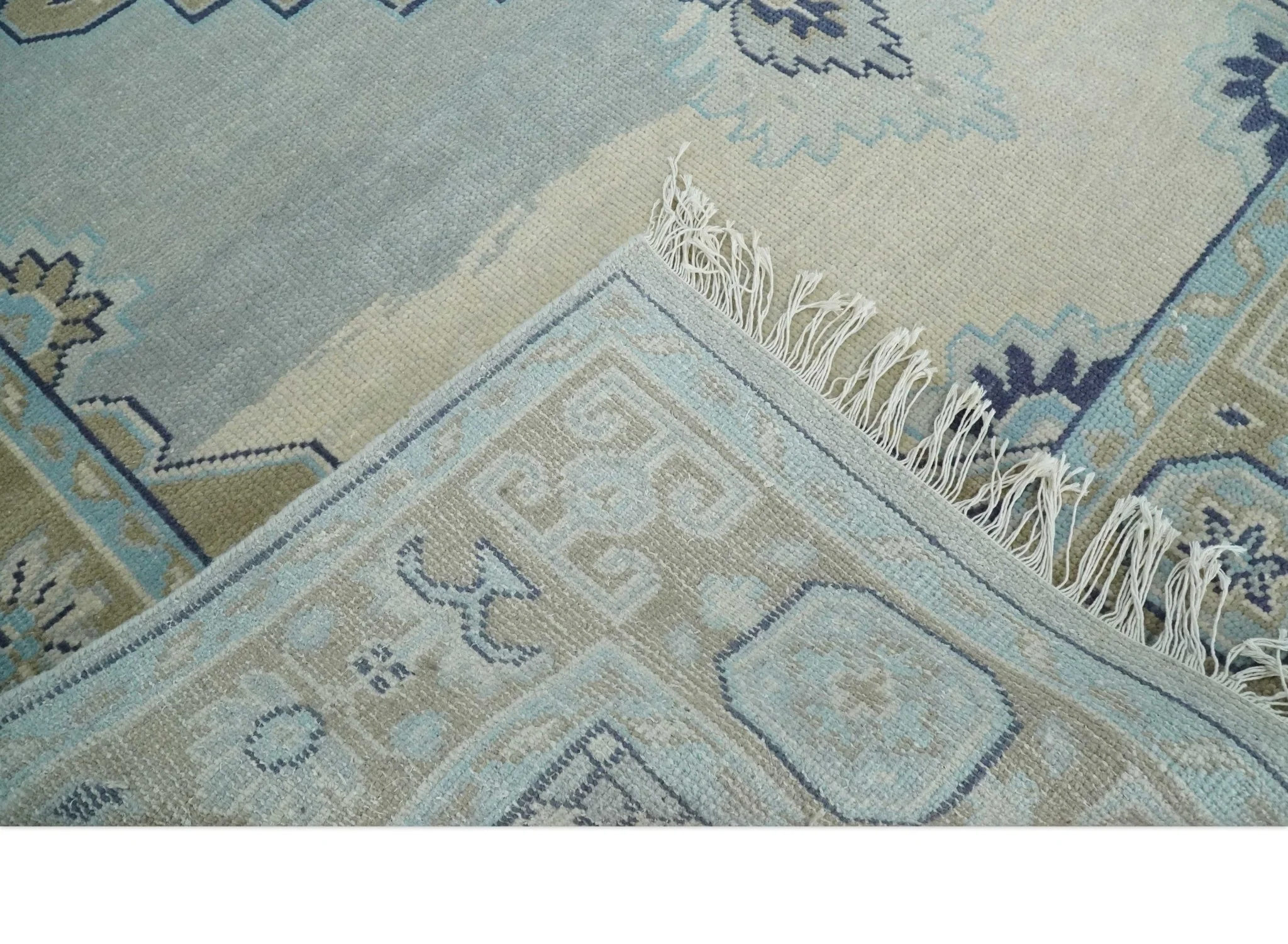 8x10 Hand Knotted Heriz Serapi Blue, Beige and Brown Traditional Antique Persian Area Rug | AC29810 - Image 7