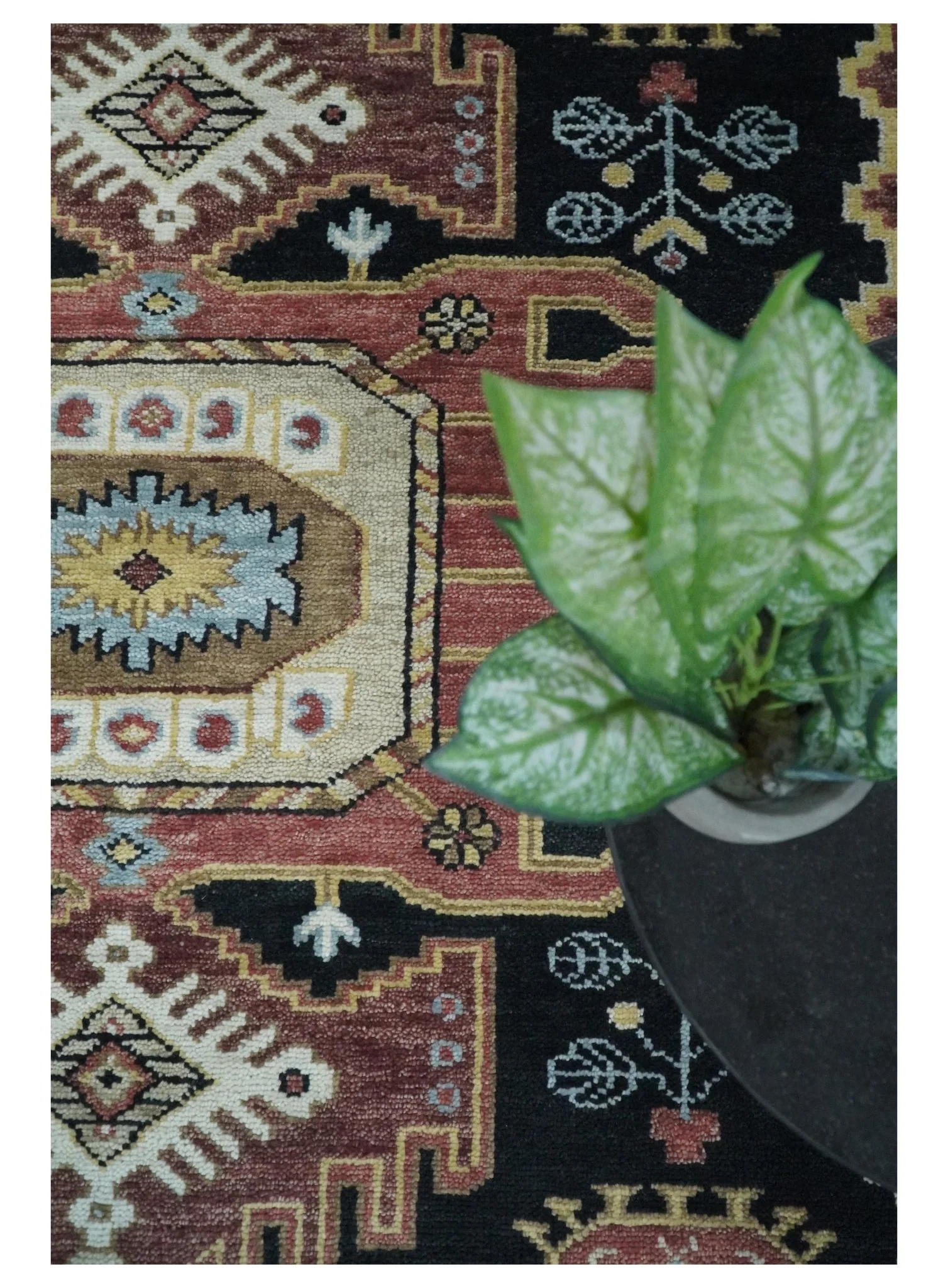 8x10 Hand Knotted Ivory, Black and Rust Traditional Heriz Serapi Antique Wool Rug | TRDCP753 - Image 6