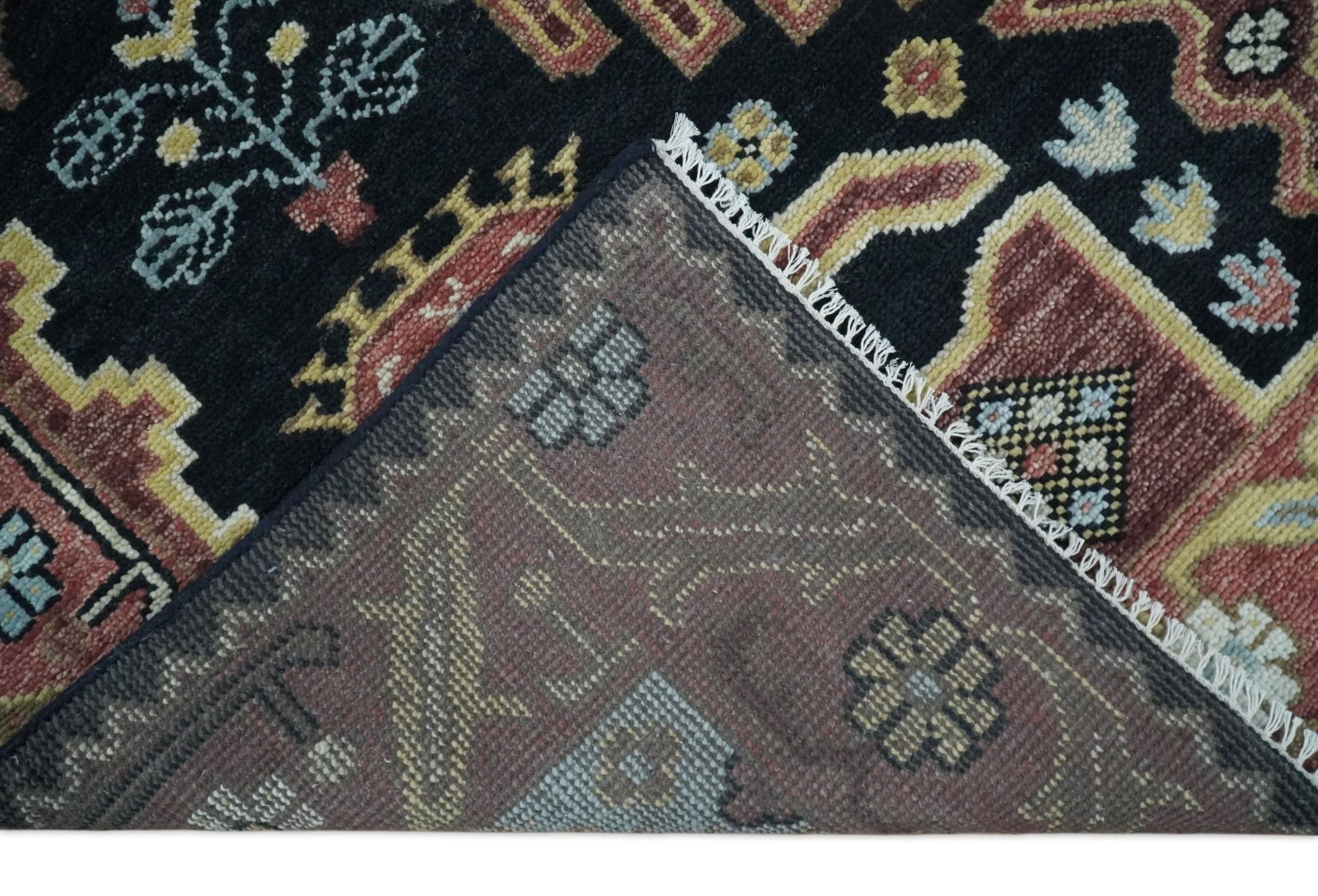 8x10 Hand Knotted Ivory, Black and Rust Traditional Heriz Serapi Antique Wool Rug | TRDCP753 - Image 7