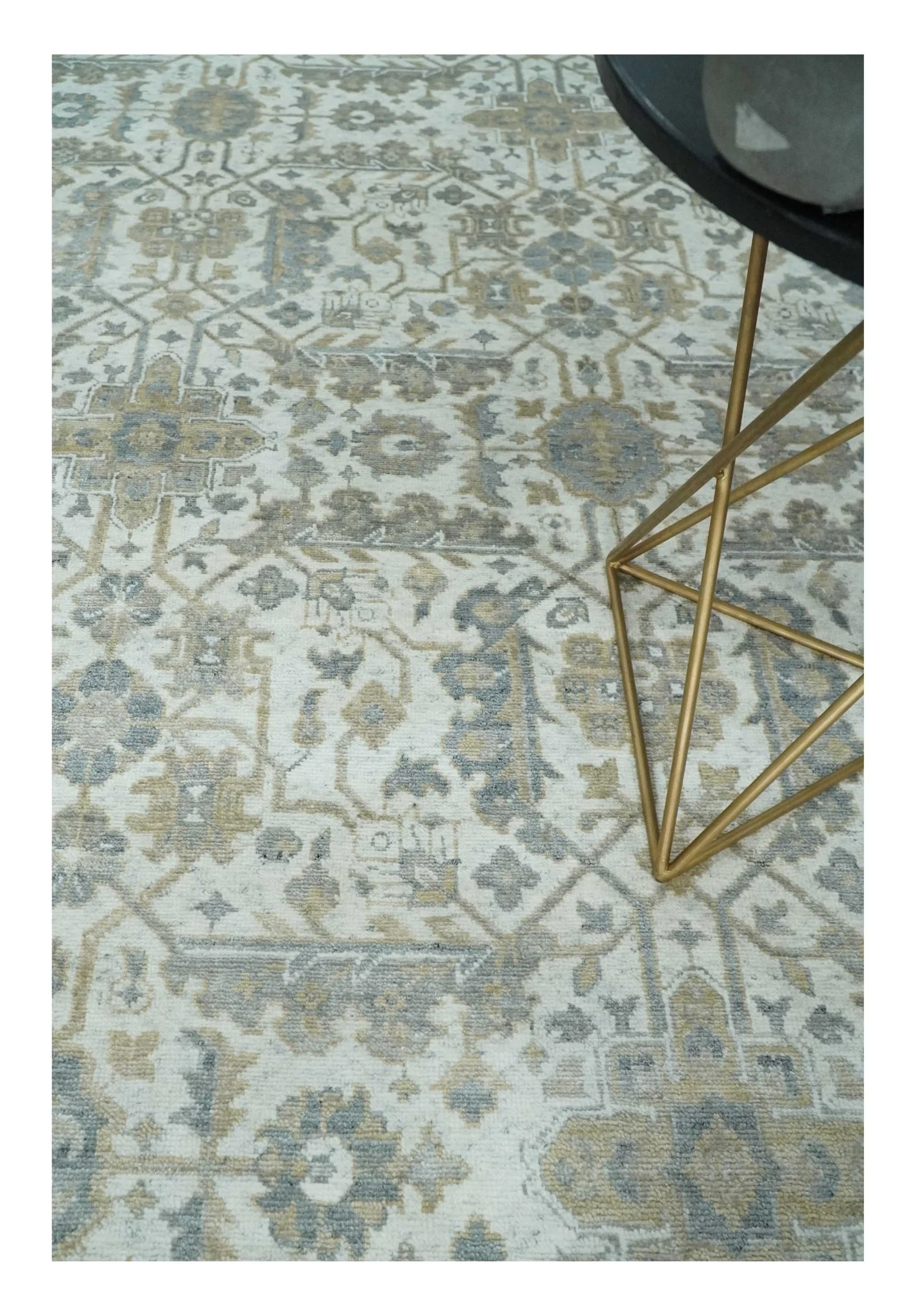 Fine Hand Knotted 8x10 Hand Knotted Ivory, Gray and Beige Traditionally Bamboo Silk Area Rug | TRDCP1070810 - Image 2
