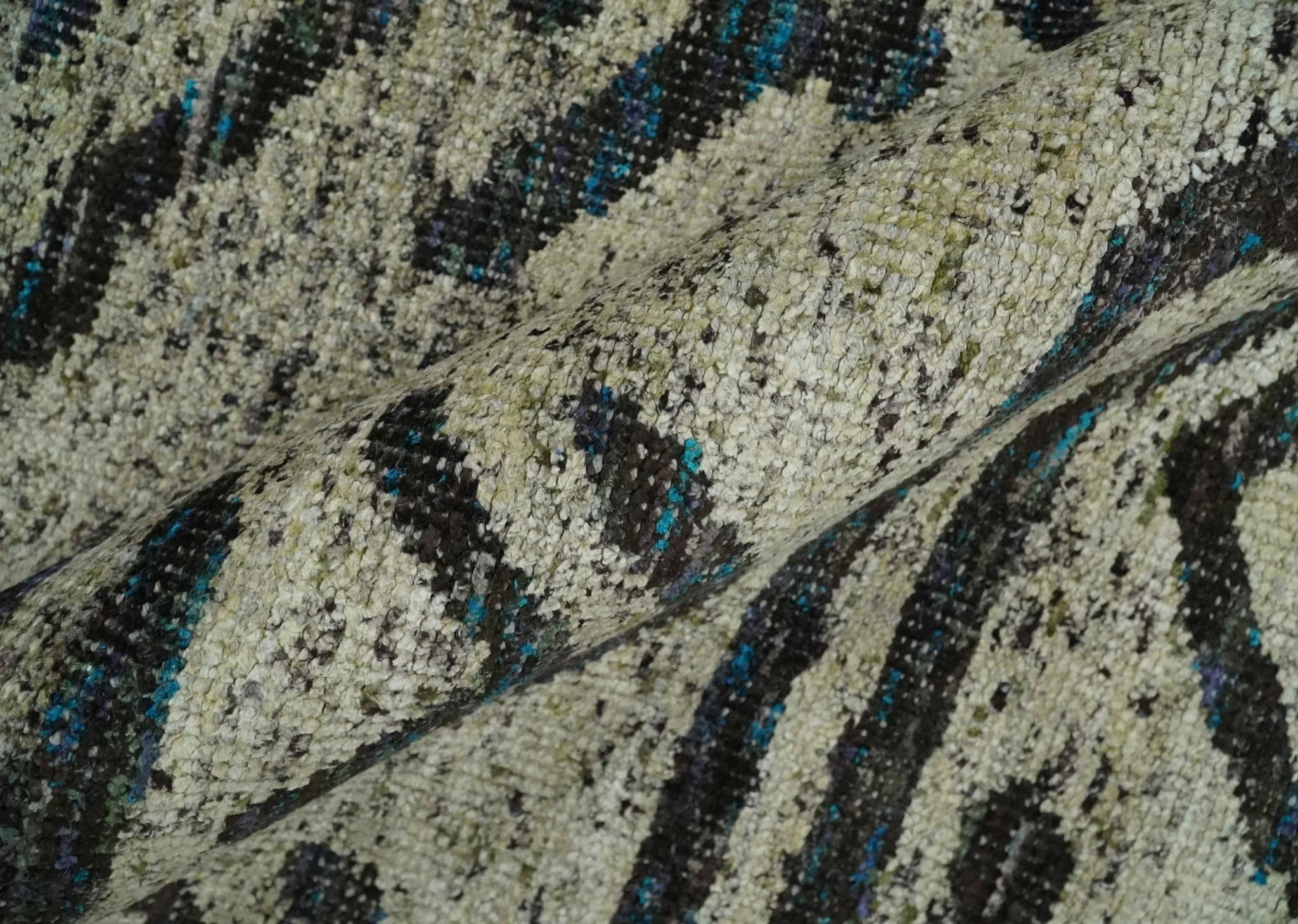 8x10 Hand Knotted Ivory and Charcoal Modern Tribal Style Contemporary Recycled Silk Area Rug | OP49 - Image 6