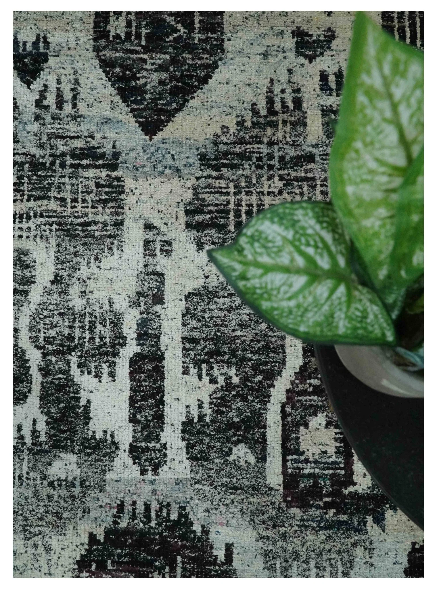 4x6 and 8x10 Hand Knotted Ivory, Charcoal and Brown  Antique Persian Style Contemporary Recycled Silk Area Rug | OP46 - Image 6