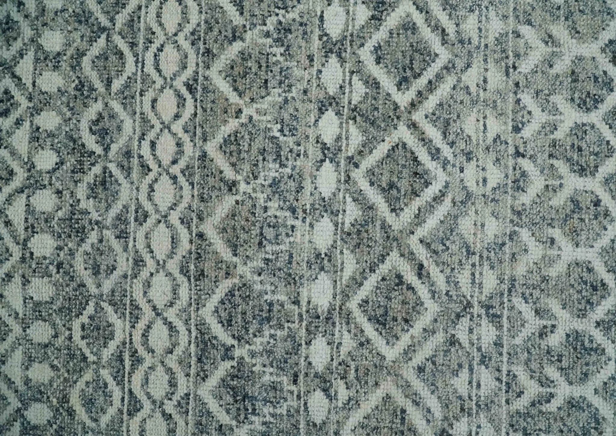 8x10 Hand Knotted Ivory and Gray Modern Contemporary Southwestern Tribal Trellis Recycled Silk Area Rug | OP47 - Image 12
