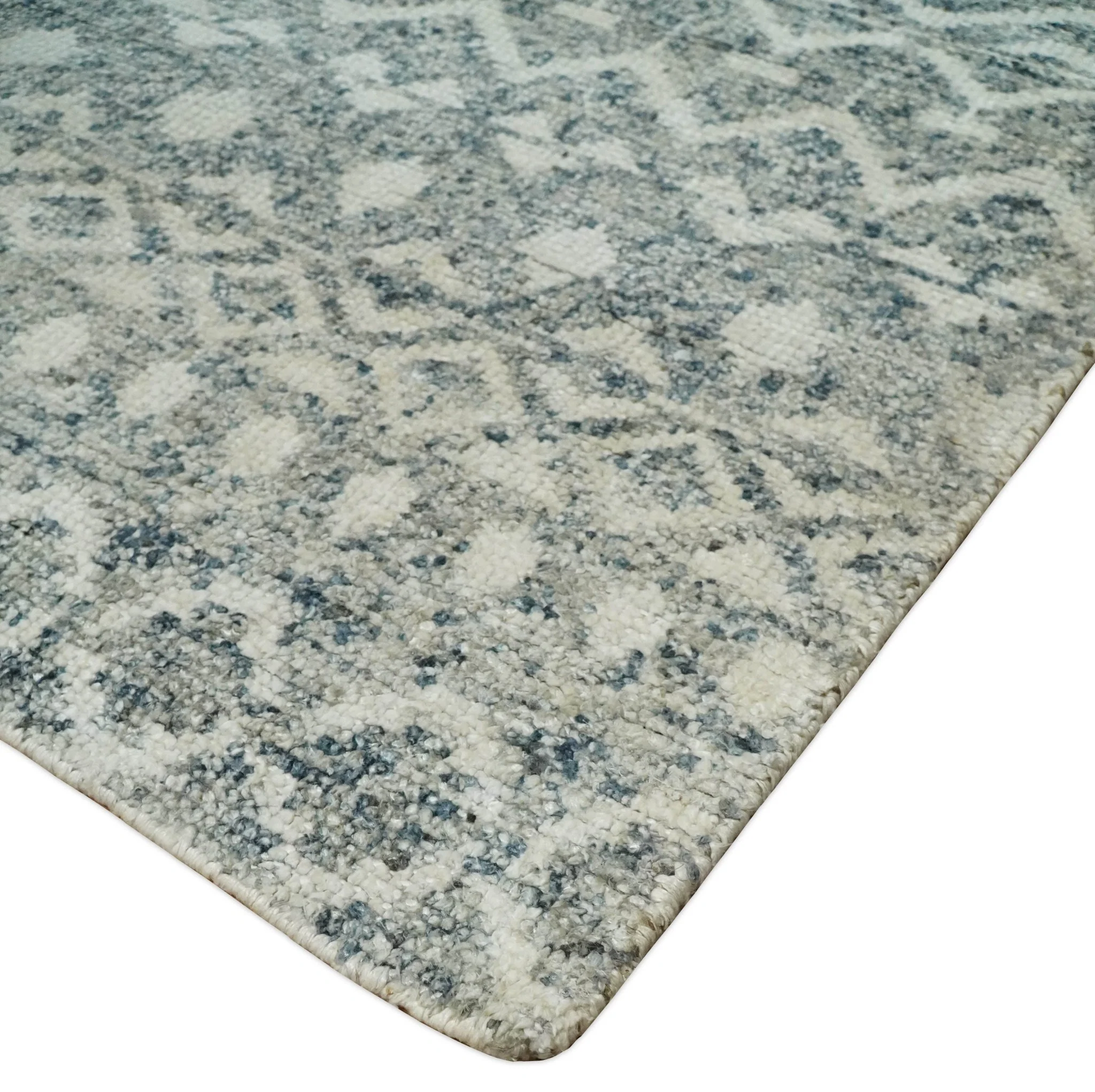 8x10 Hand Knotted Ivory and Gray Modern Contemporary Southwestern Tribal Trellis Recycled Silk Area Rug | OP47 - Image 6
