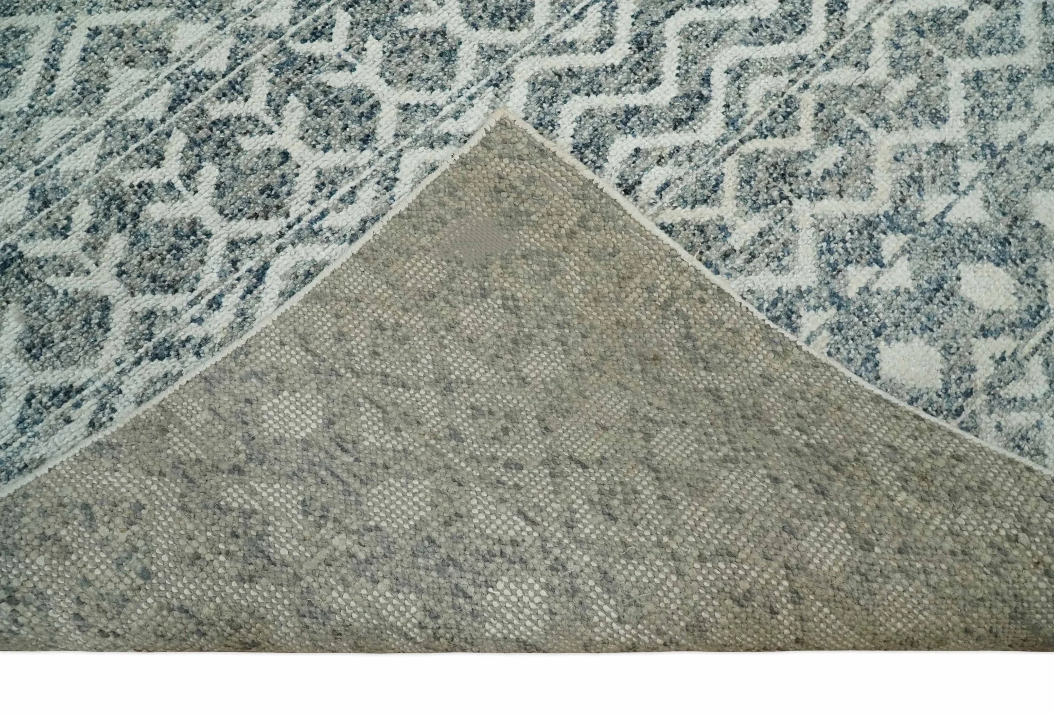 8x10 Hand Knotted Ivory and Gray Modern Contemporary Southwestern Tribal Trellis Recycled Silk Area Rug | OP47 - Image 8