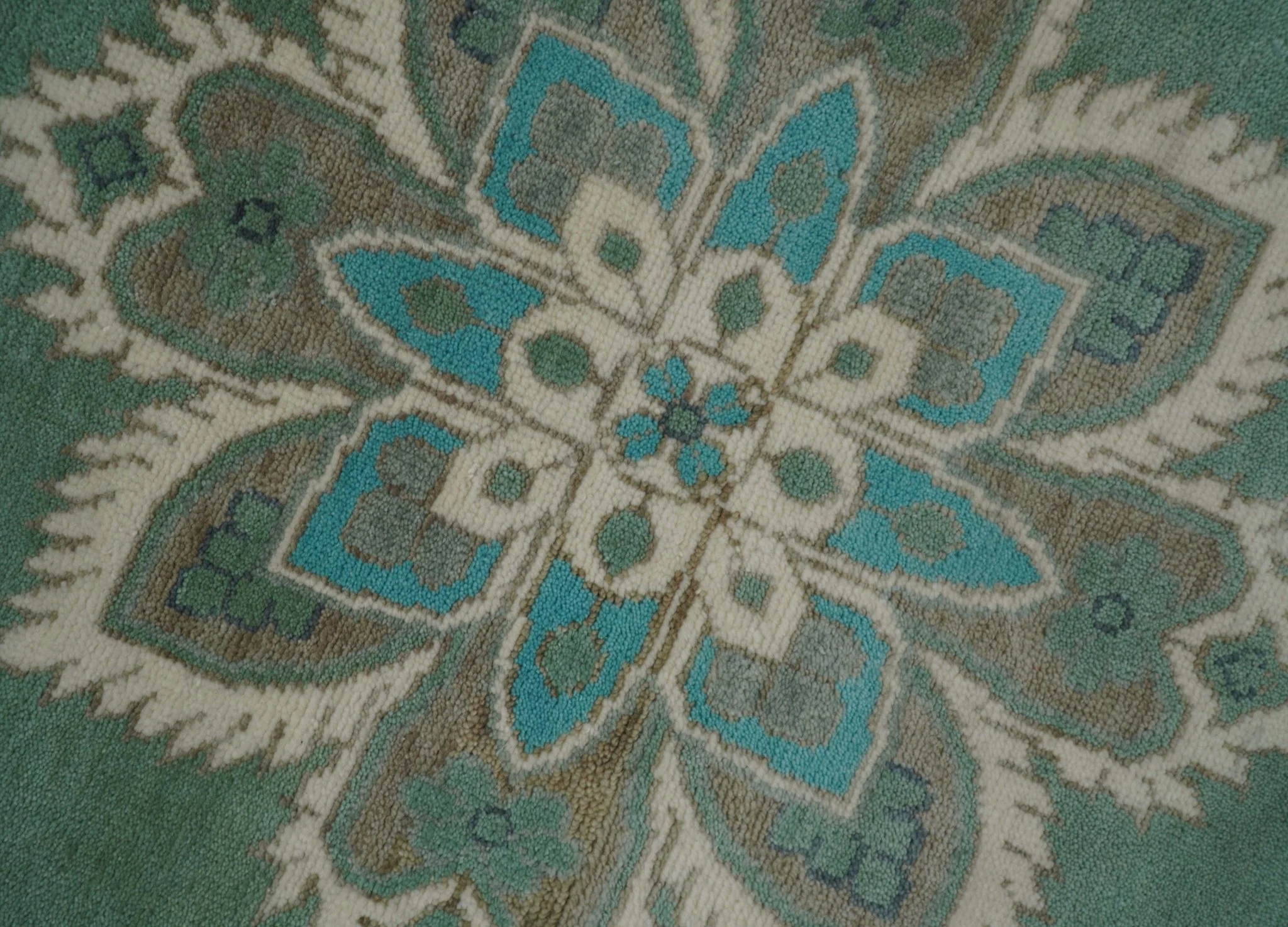 Emerald Green 8x10 Hand Knotted Vintage Persian Medallion Traditional Rug | TRDCP768810 - Image 4