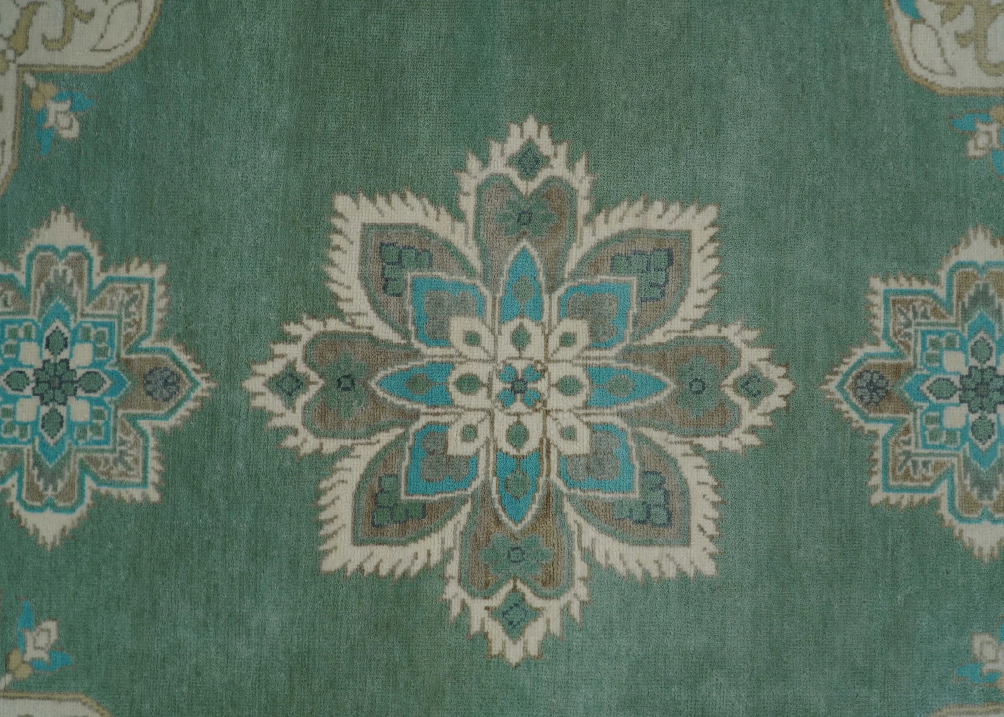 Emerald Green 8x10 Hand Knotted Vintage Persian Medallion Traditional Rug | TRDCP768810 - Image 6