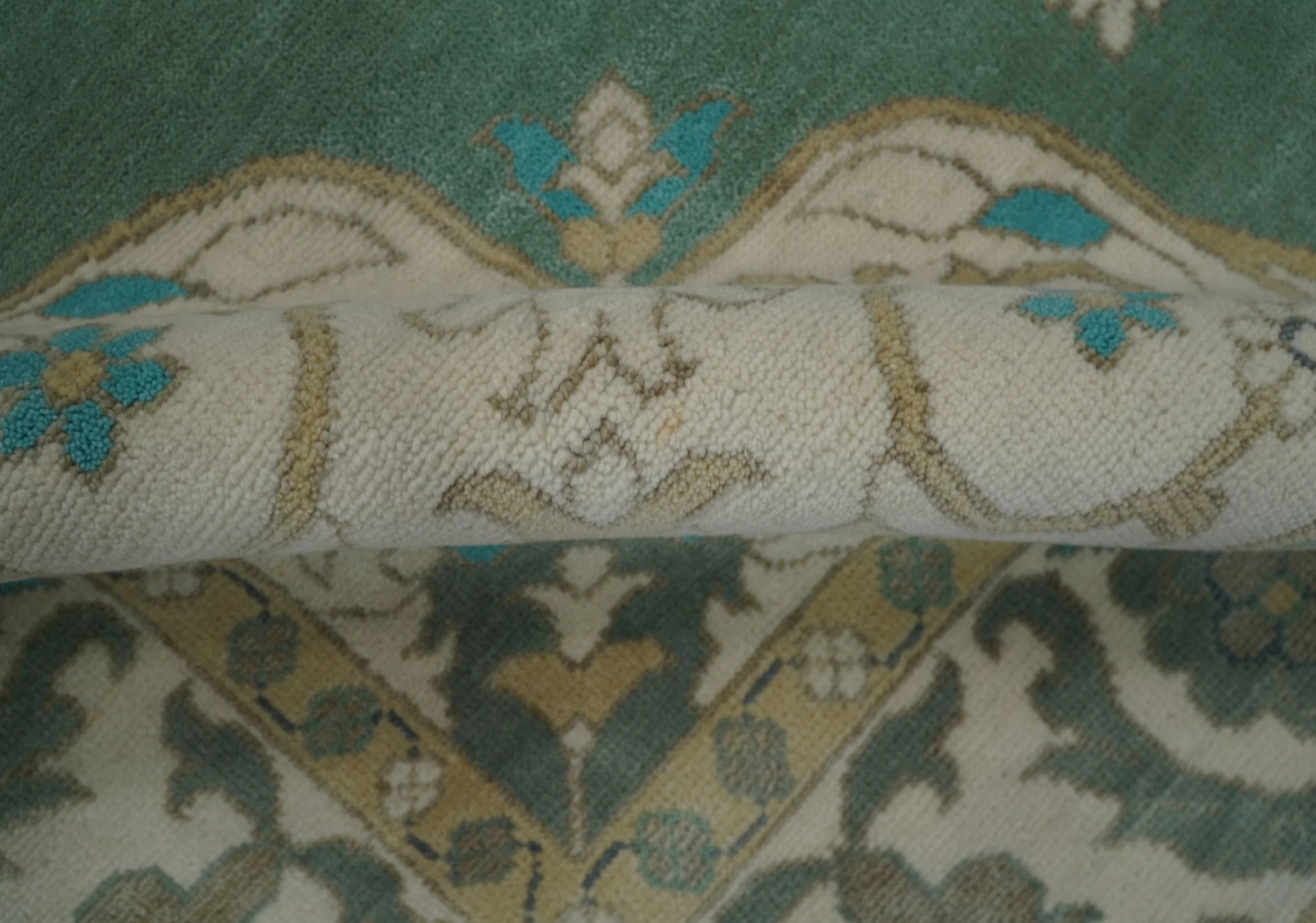 Emerald Green 8x10 Hand Knotted Vintage Persian Medallion Traditional Rug | TRDCP768810 - Image 7