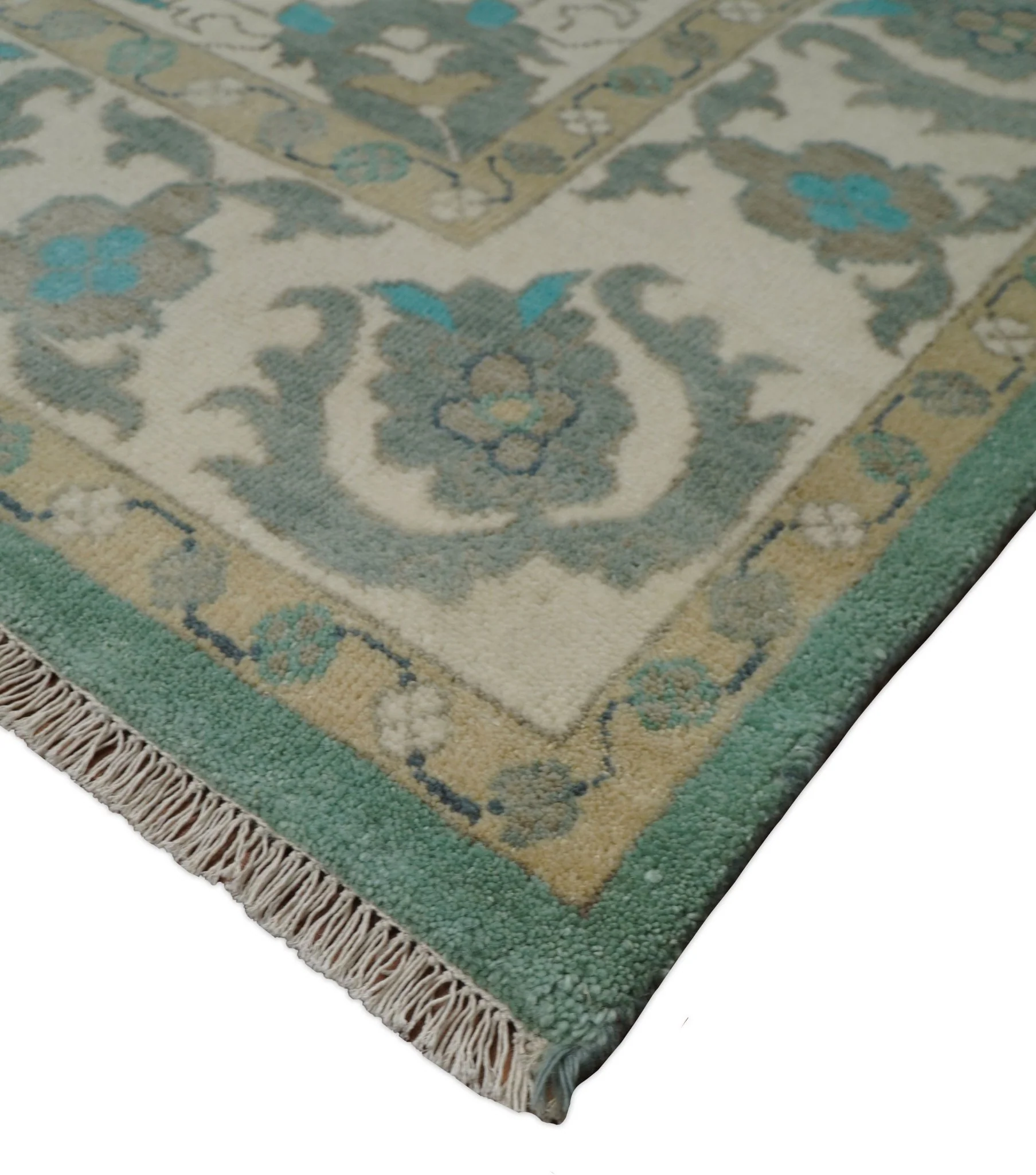 Emerald Green 8x10 Hand Knotted Vintage Persian Medallion Traditional Rug | TRDCP768810 - Image 8
