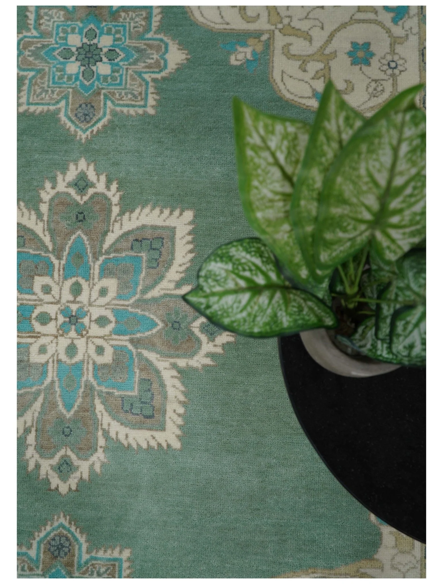 Emerald Green 8x10 Hand Knotted Vintage Persian Medallion Traditional Rug | TRDCP768810 - Image 9