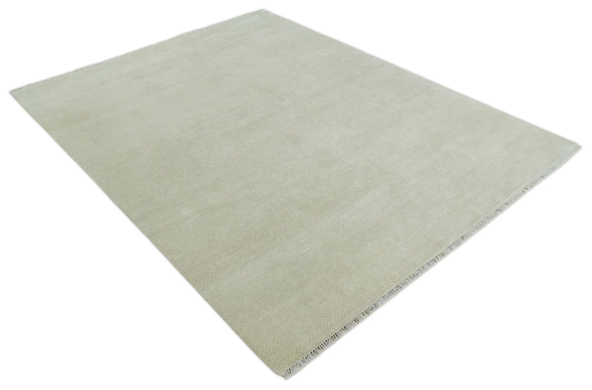 Hand Knotted Modern Geometric Trellis Scandinavian 8x10 Beige and Ivory Wool Area Rug | TRDCP932810 - Image 10