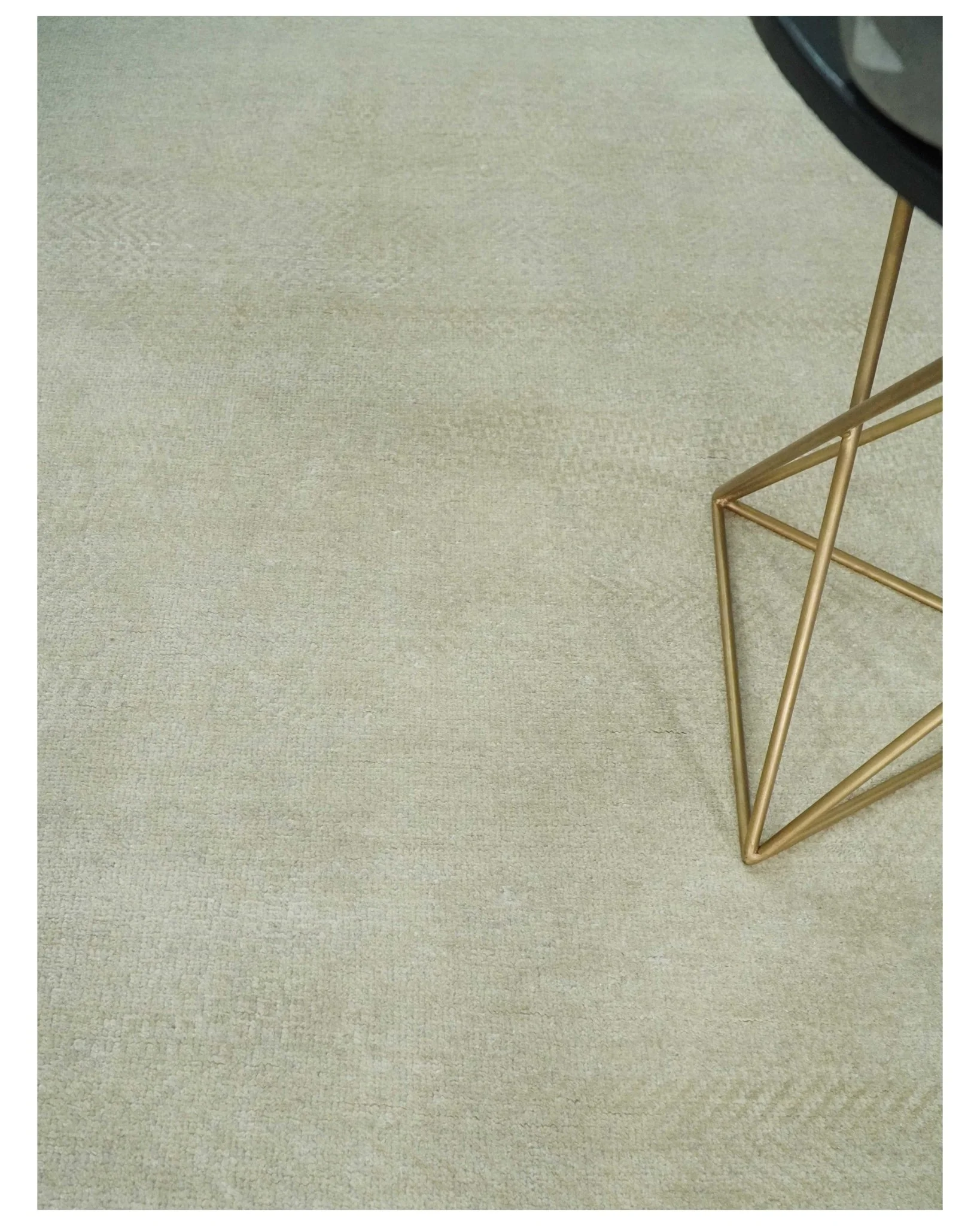 Hand Knotted Modern Geometric Trellis Scandinavian 8x10 Beige and Ivory Wool Area Rug | TRDCP932810 - Image 2
