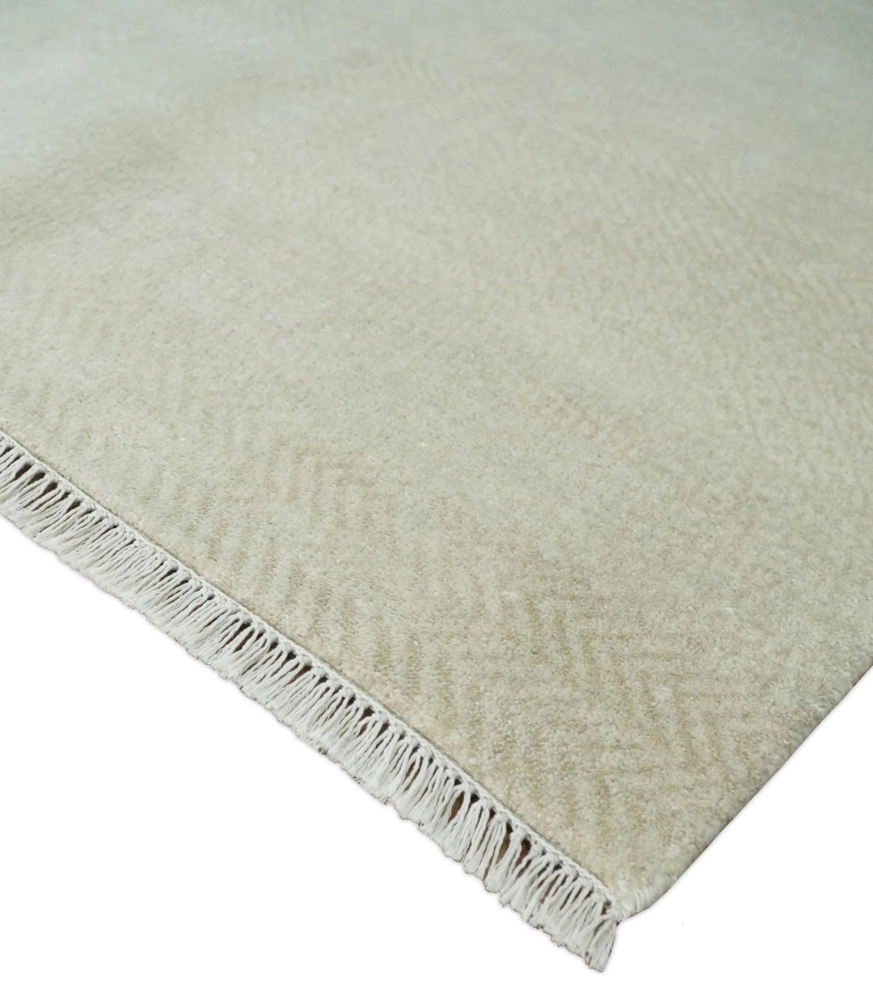 Hand Knotted Modern Geometric Trellis Scandinavian 8x10 Beige and Ivory Wool Area Rug | TRDCP932810 - Image 5