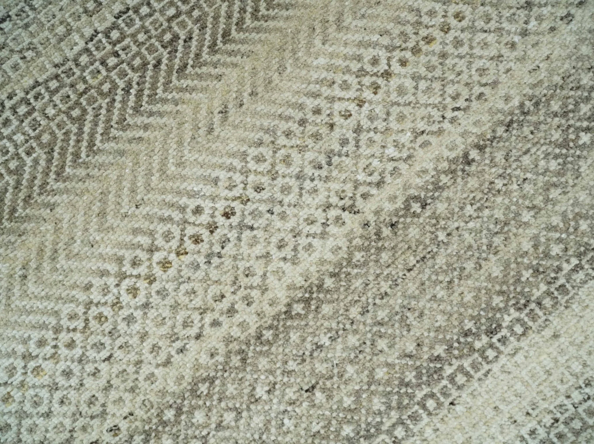 Hand Knotted 8x10 Modern Geometric Trellis Scandinavian Beige, Charcoal and Ivory Wool Area Rug | TRDCP928810 - Image 4