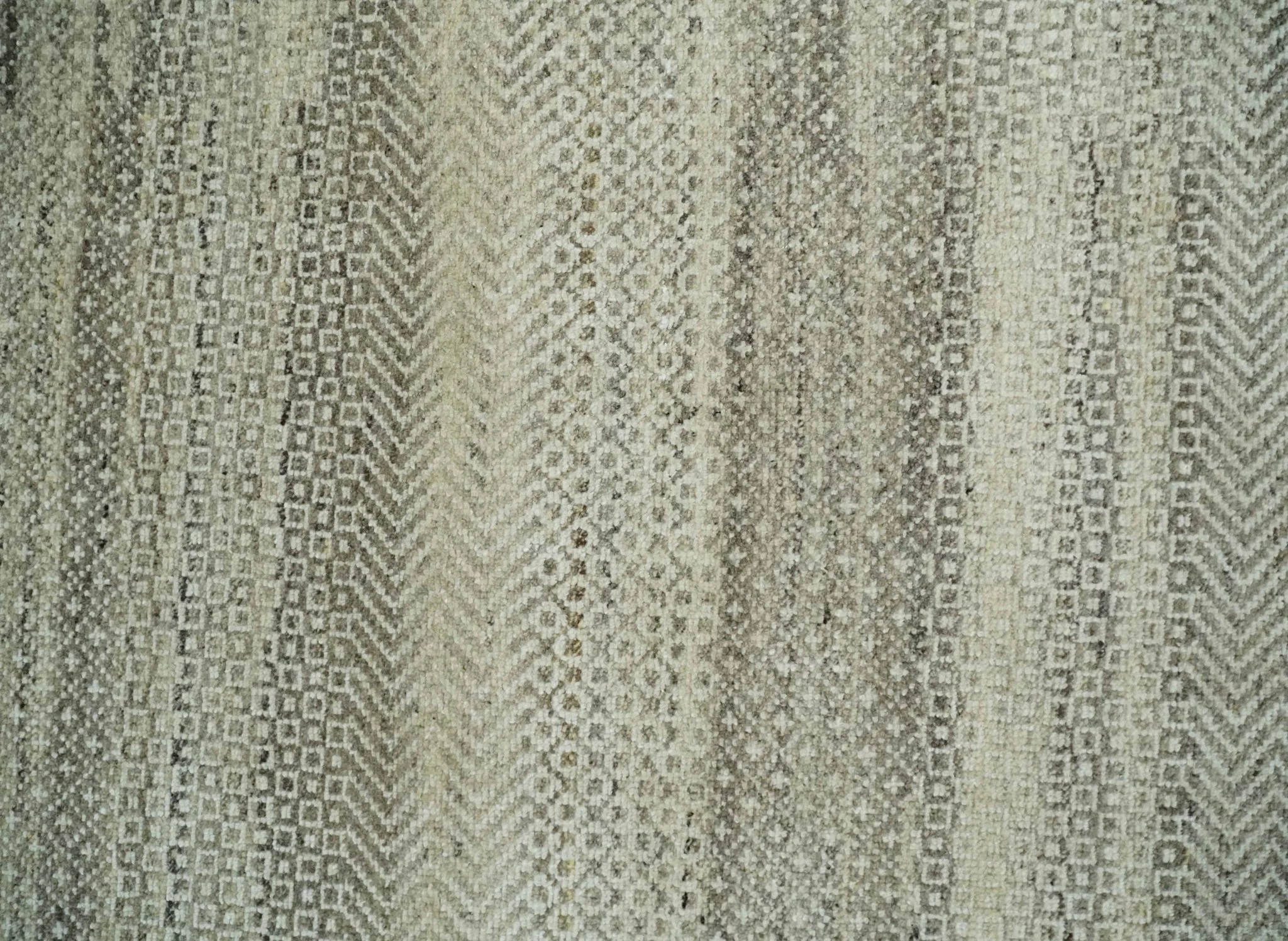 Hand Knotted 8x10 Modern Geometric Trellis Scandinavian Beige, Charcoal and Ivory Wool Area Rug | TRDCP928810 - Image 9