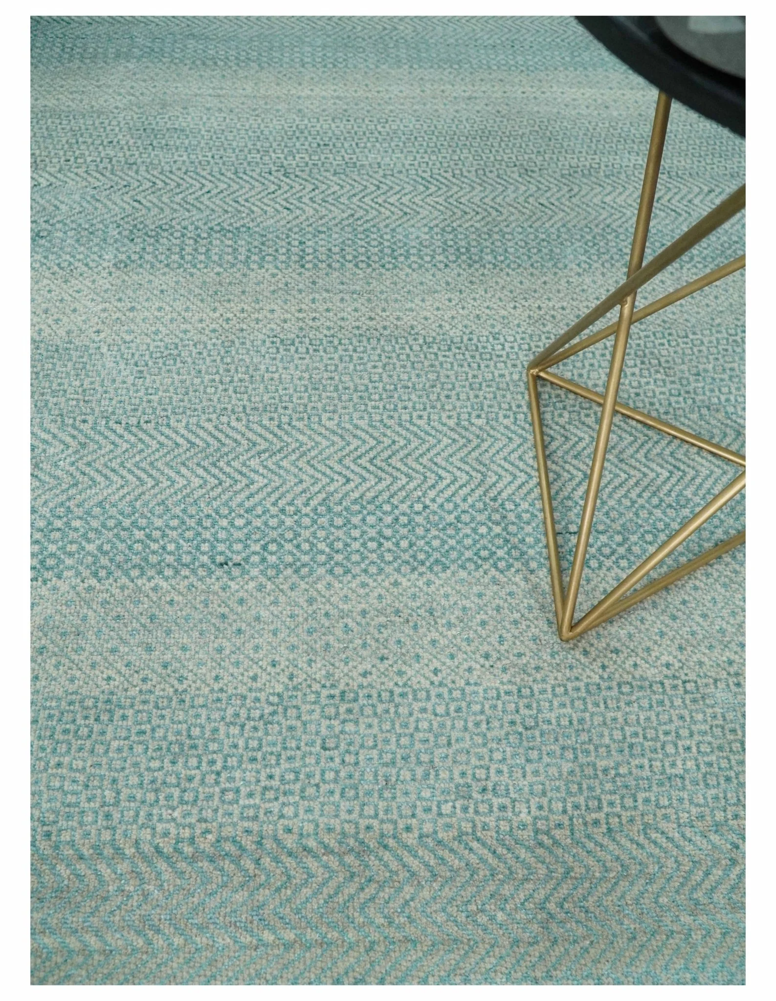 8x10 Hand Knotted Blue and Ivory Modern Geometric Trellis Scandinavian Wool Area Rug | TRDCP931810 - Image 5