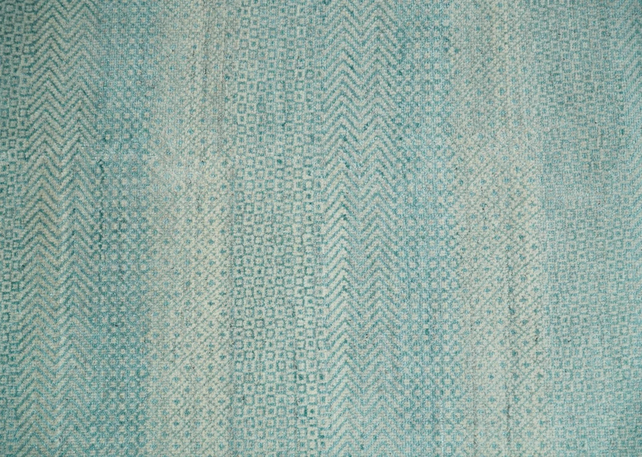 8x10 Hand Knotted Blue and Ivory Modern Geometric Trellis Scandinavian Wool Area Rug | TRDCP931810 - Image 9