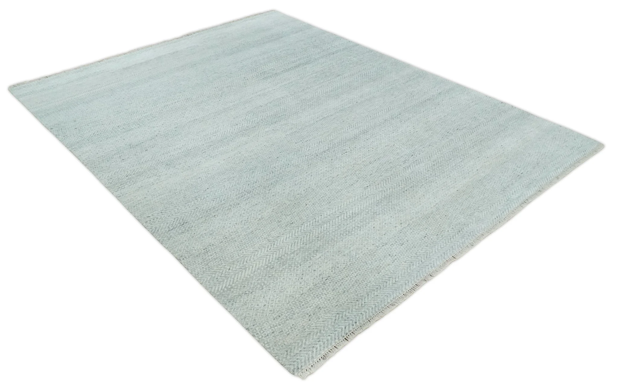 Hand Knotted Modern Geometric Trellis Scandinavian Silver and Gray Wool Area Rug 8x10  | TRDCP930810 - Image 10