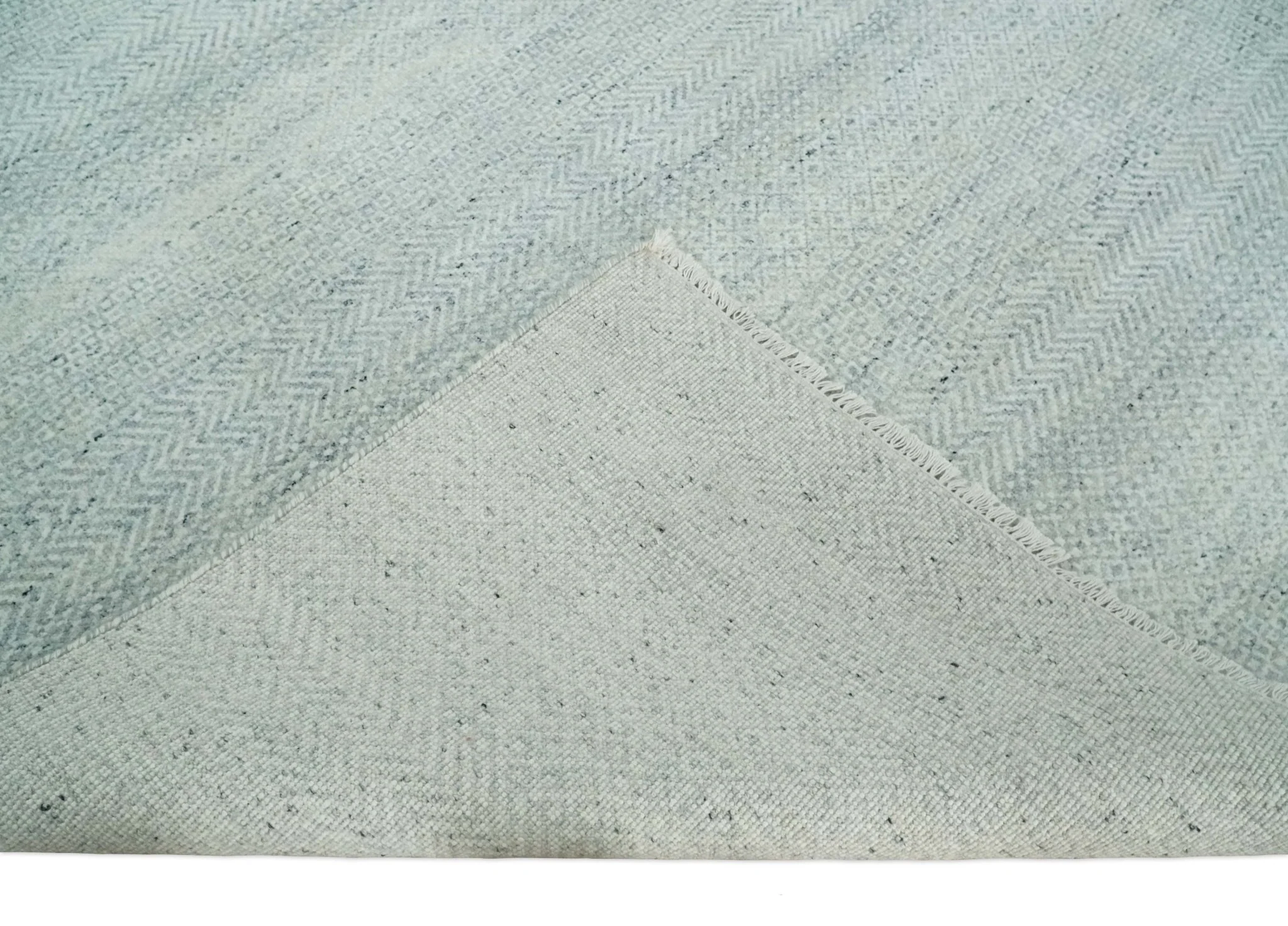Hand Knotted Modern Geometric Trellis Scandinavian Silver and Gray Wool Area Rug 8x10  | TRDCP930810 - Image 7