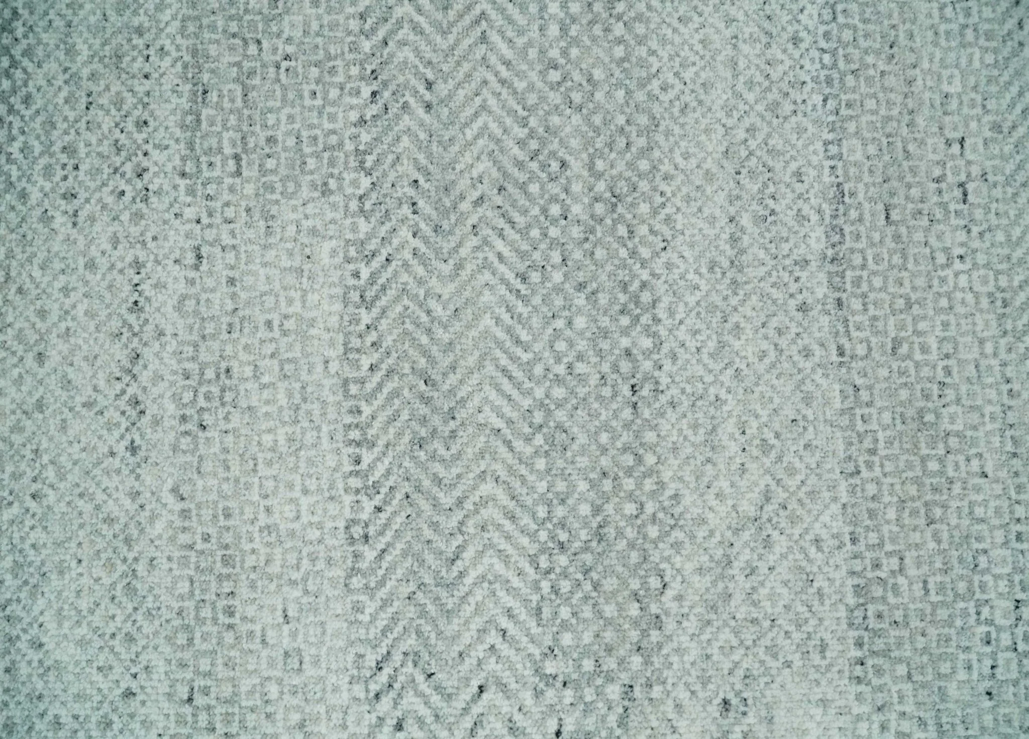 Hand Knotted Modern Geometric Trellis Scandinavian Silver and Gray Wool Area Rug 8x10  | TRDCP930810 - Image 9