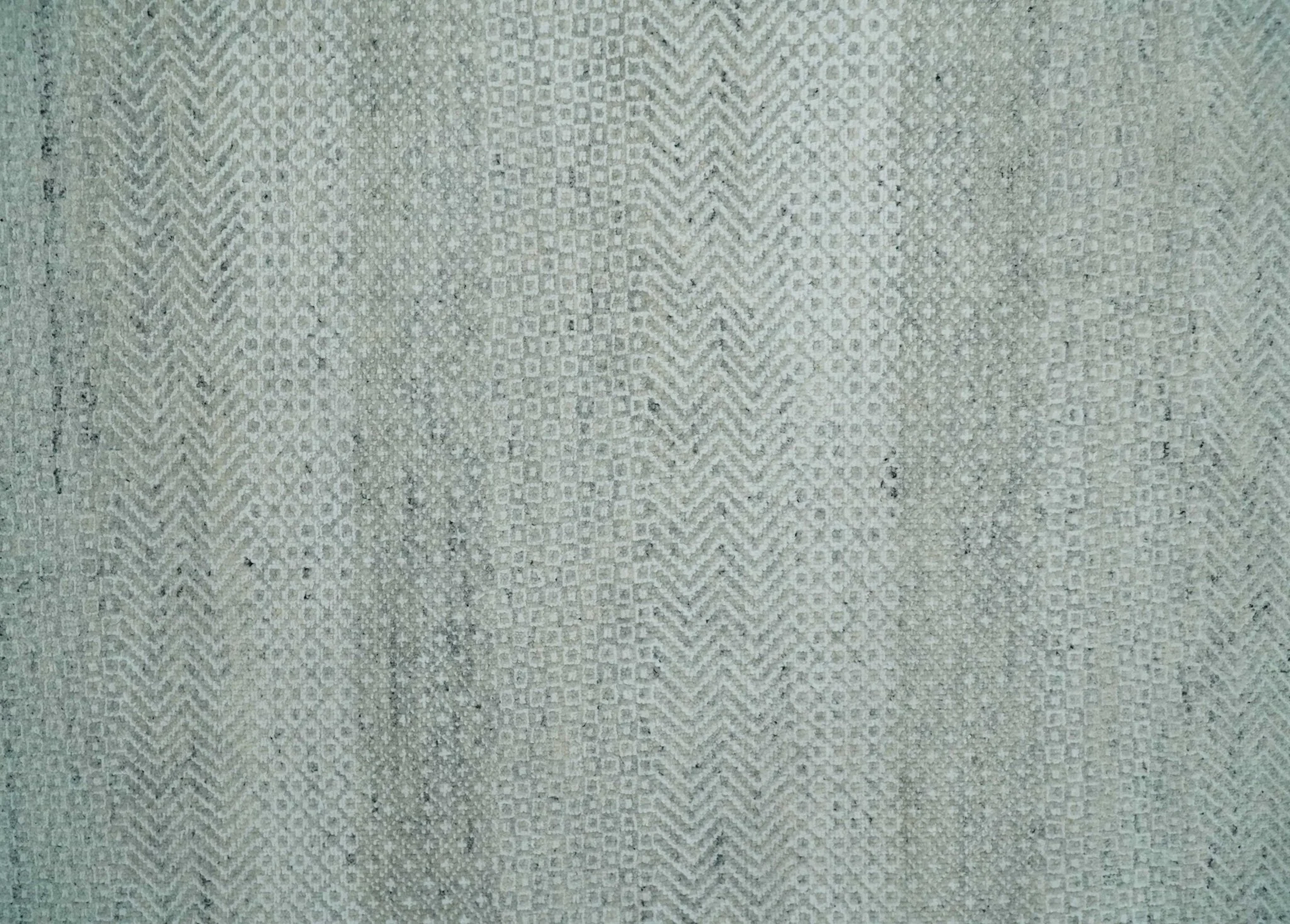 Hand Knotted Silver, Ivory and Gray 8x10 Modern Geometric Trellis Scandinavian Wool Area Rug | TRDCP945810 - Image 9