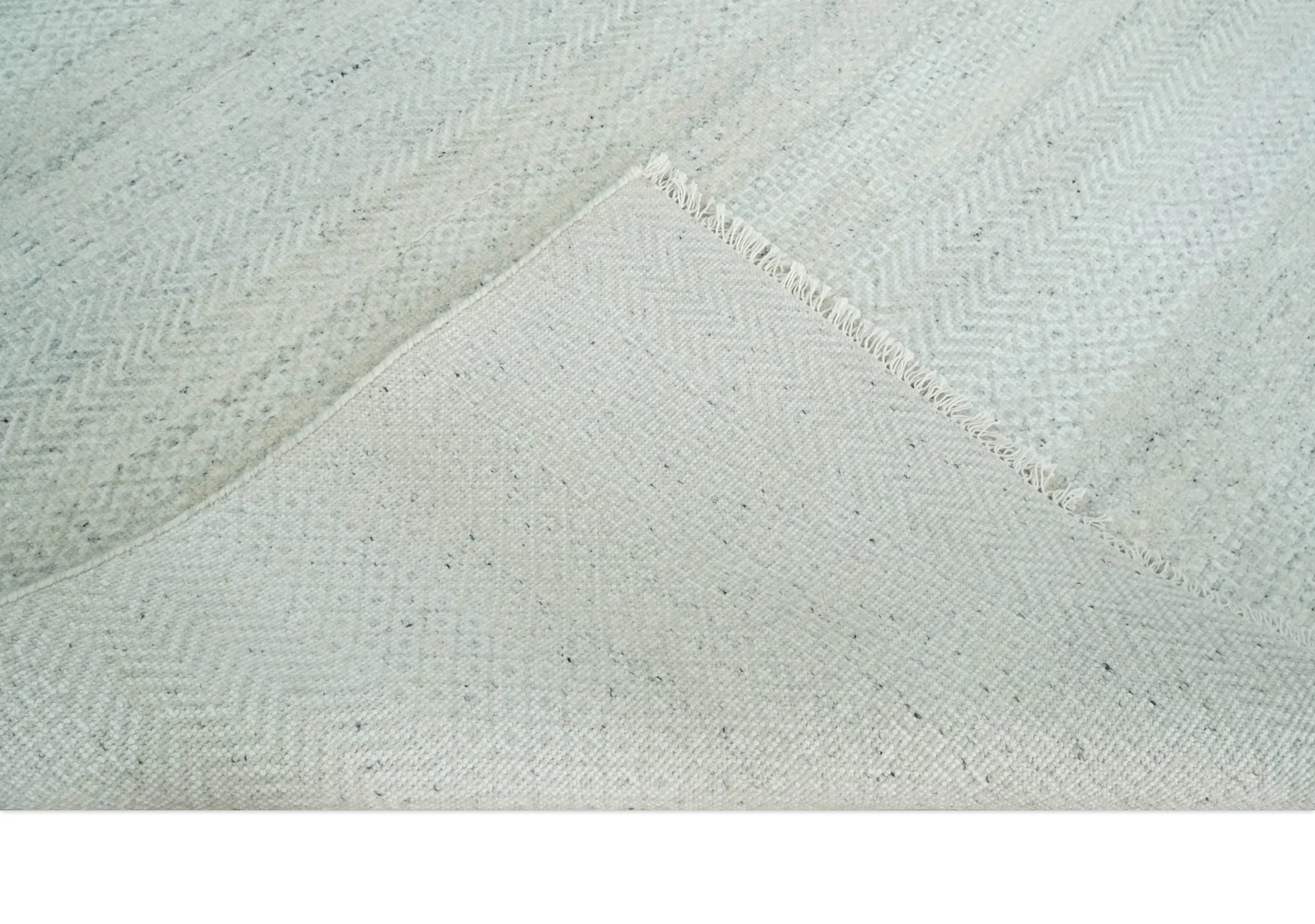 Modern Geometric Trellis Scandinavian 8x10 Hand Knotted  Silver, Ivory and Gray Wool Area Rug | TRDCP955810 - Image 7