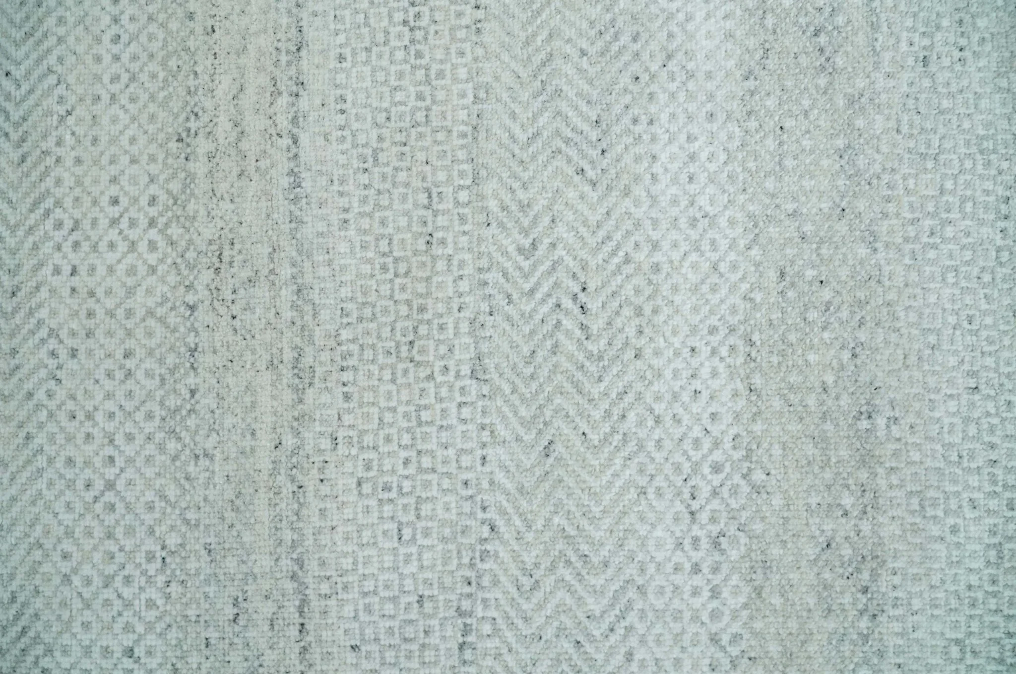 Modern Geometric Trellis Scandinavian 8x10 Hand Knotted  Silver, Ivory and Gray Wool Area Rug | TRDCP955810 - Image 9