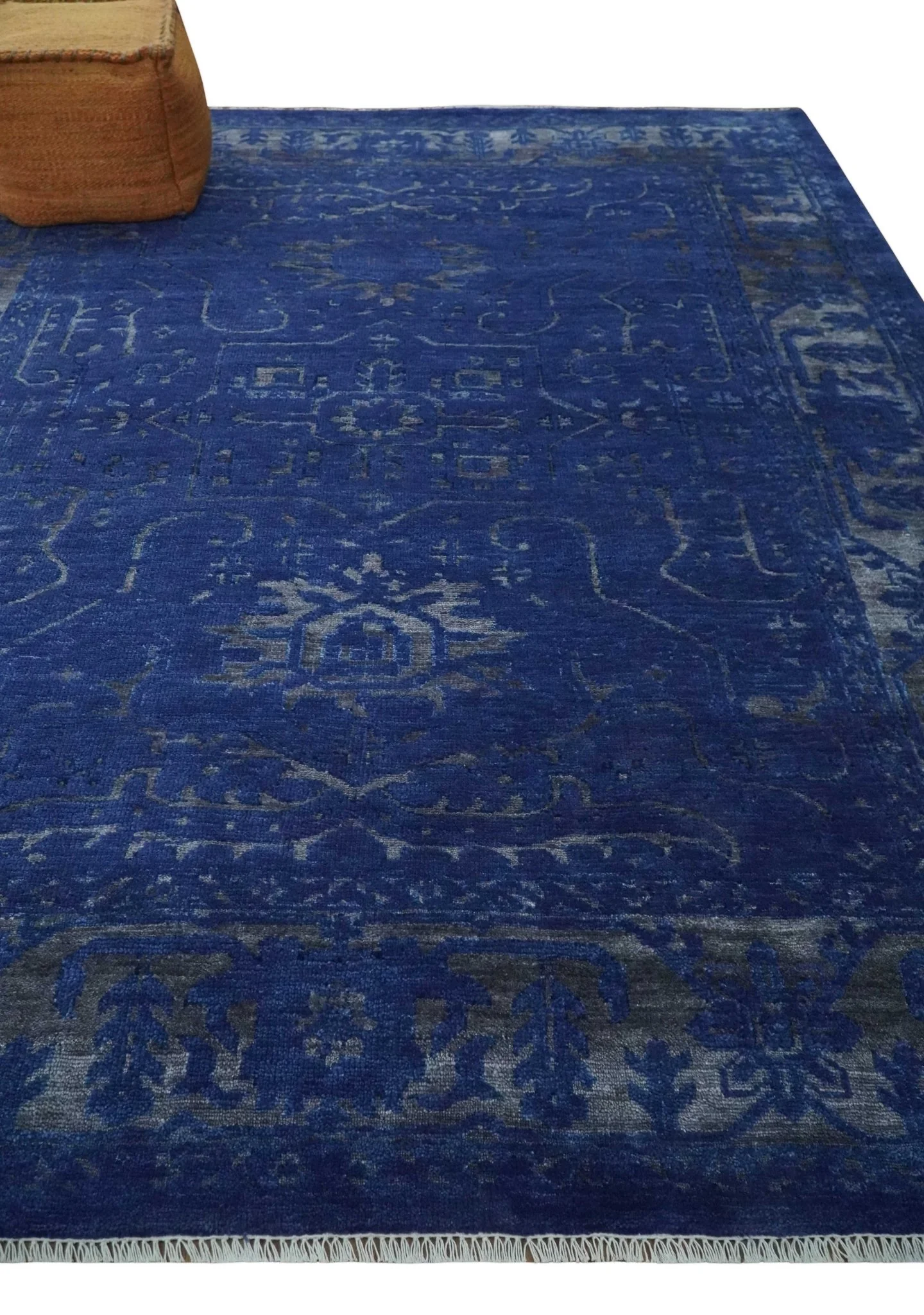 8x10 Hand Knotted Oriental Oushak Blue and Silver Wool Area Rug | TRDCP1507810S - Image 10