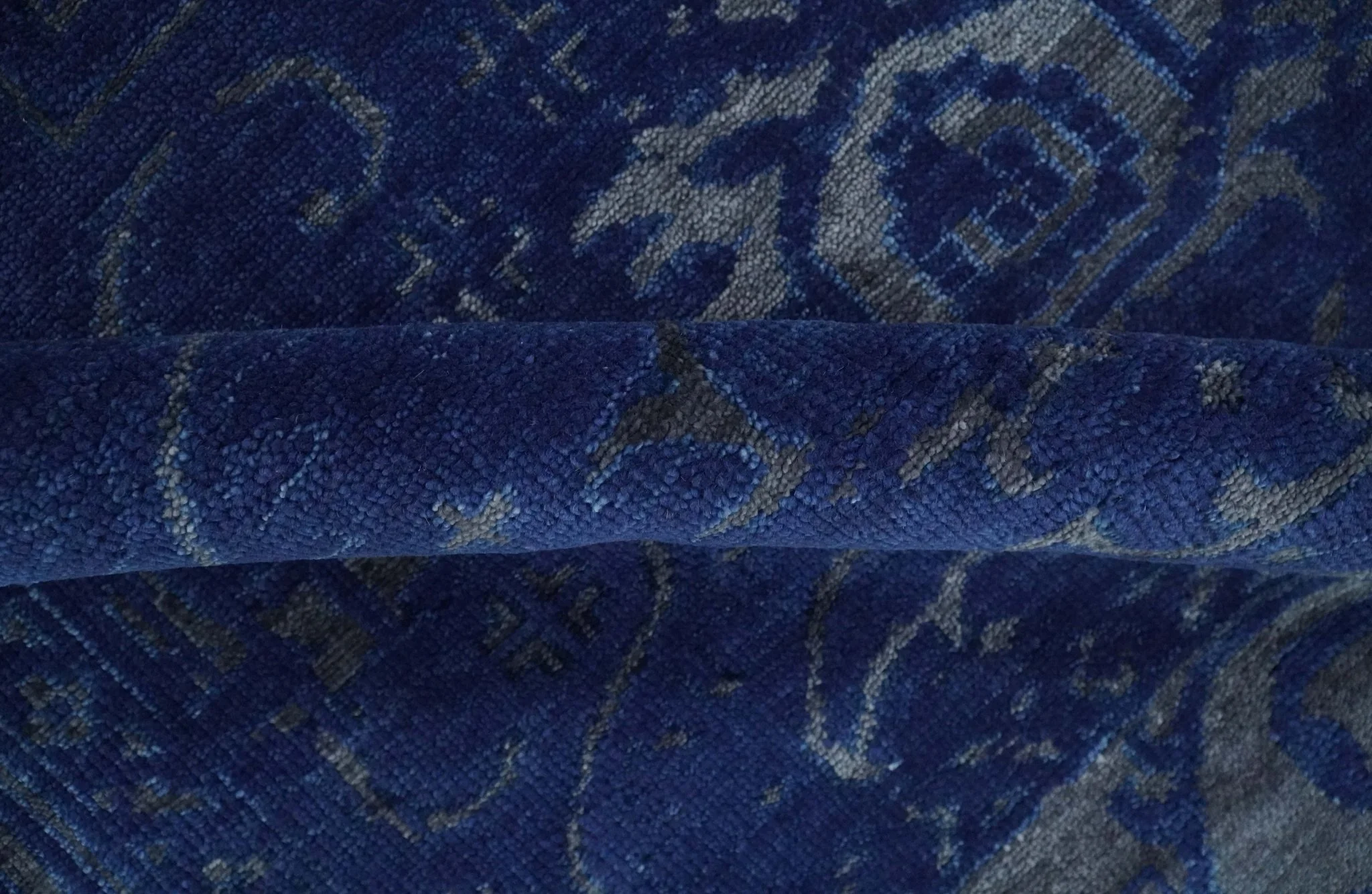 8x10 Hand Knotted Oriental Oushak Blue and Silver Wool Area Rug | TRDCP1507810S - Image 5