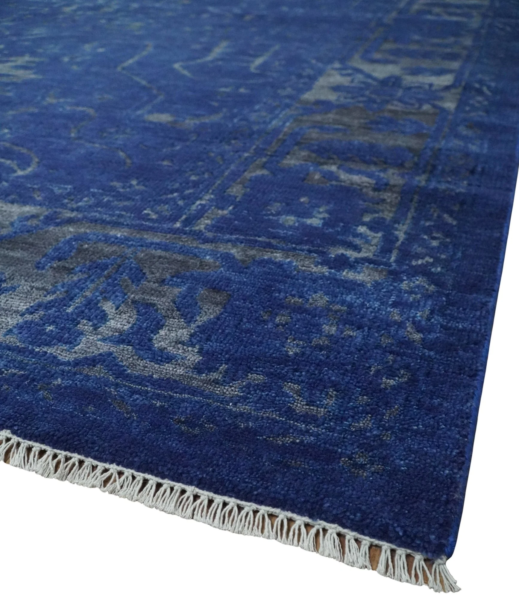 8x10 Hand Knotted Oriental Oushak Blue and Silver Wool Area Rug | TRDCP1507810S - Image 8