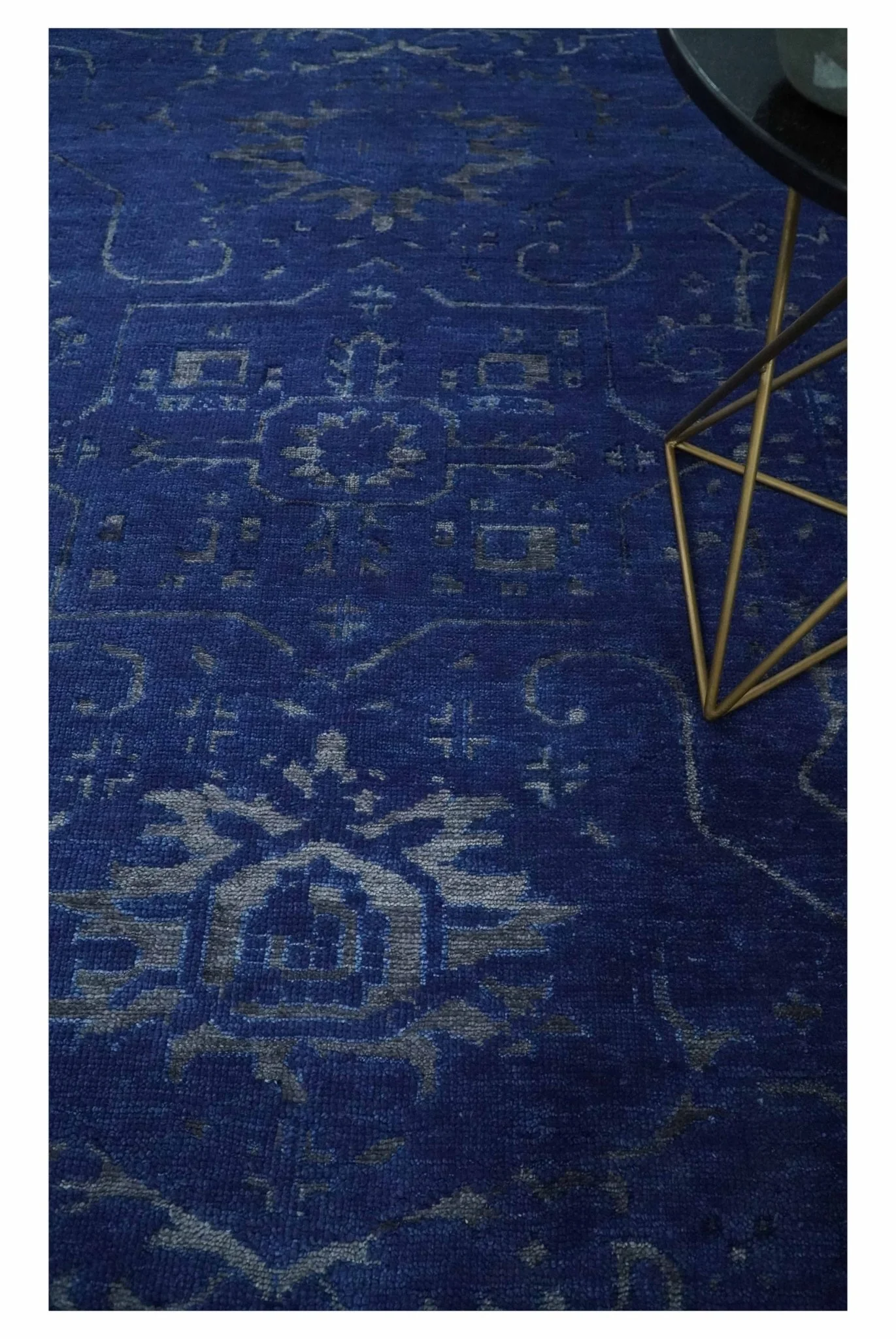 8x10 Hand Knotted Oriental Oushak Blue and Silver Wool Area Rug | TRDCP1507810S - Image 9