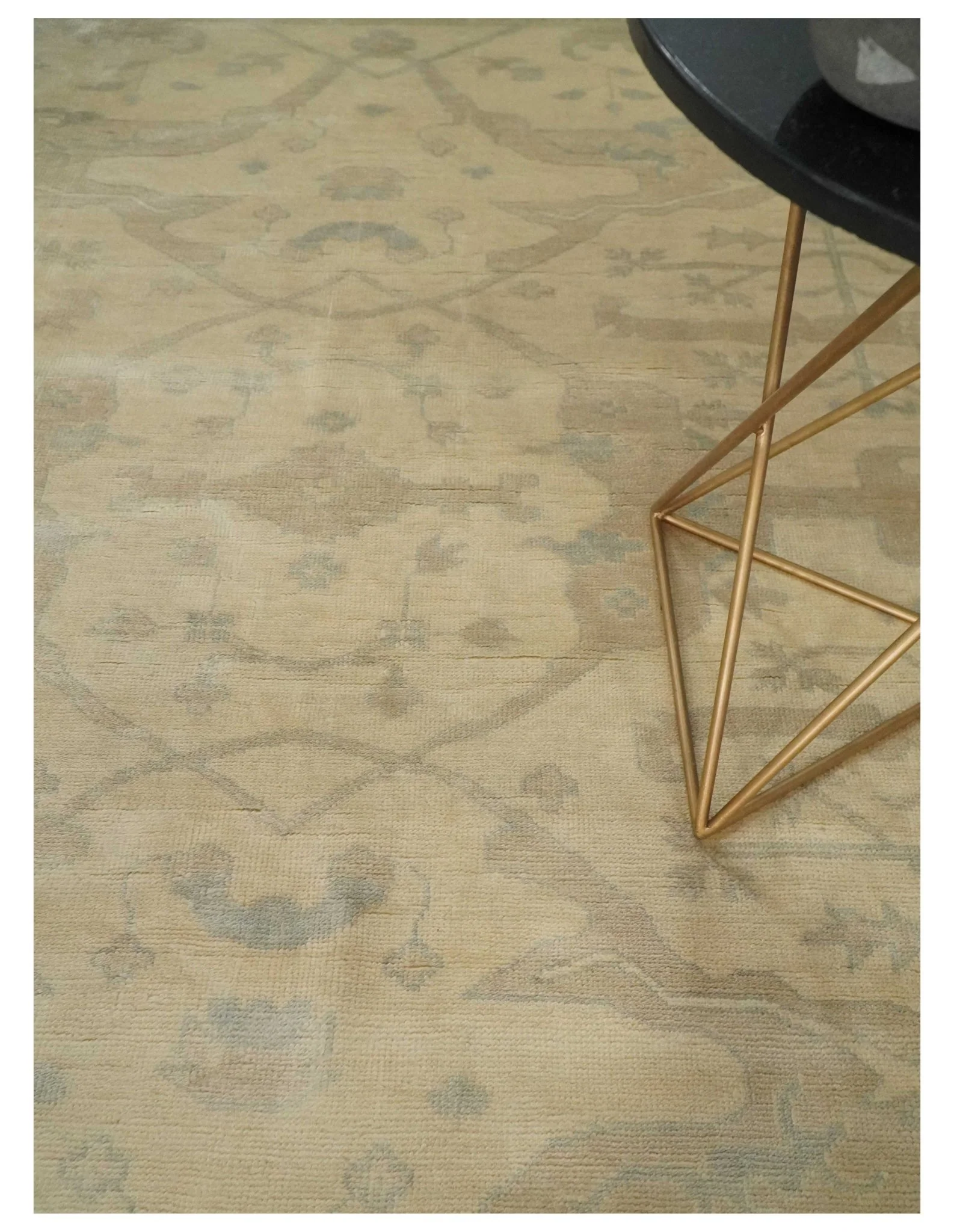 Antique Finish Hand Knotted 8x10 Beige and Brown Traditional Oushak Area Rug - Image 2