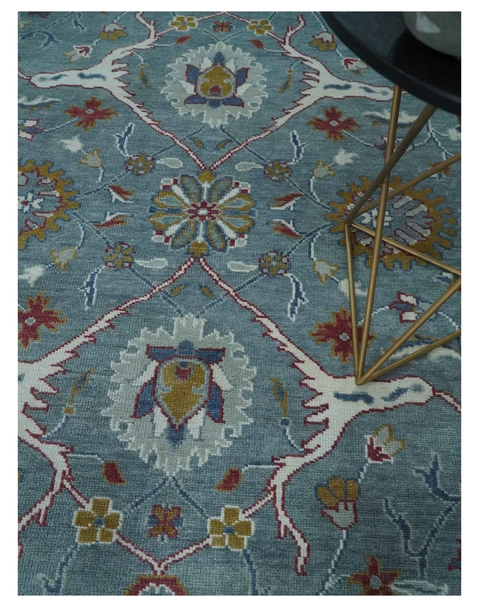8x10 Hand Knotted Oriental Oushak Gray and Silver Wool Area Rug - Image 2