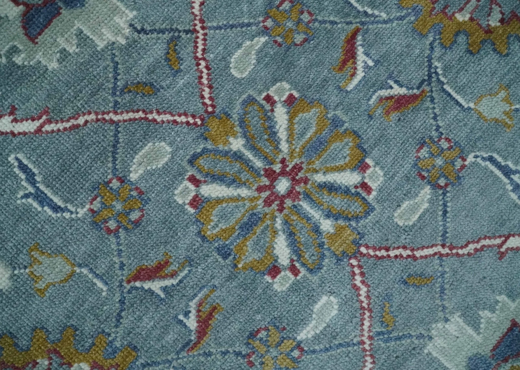 8x10 Hand Knotted Oriental Oushak Gray and Silver Wool Area Rug - Image 4