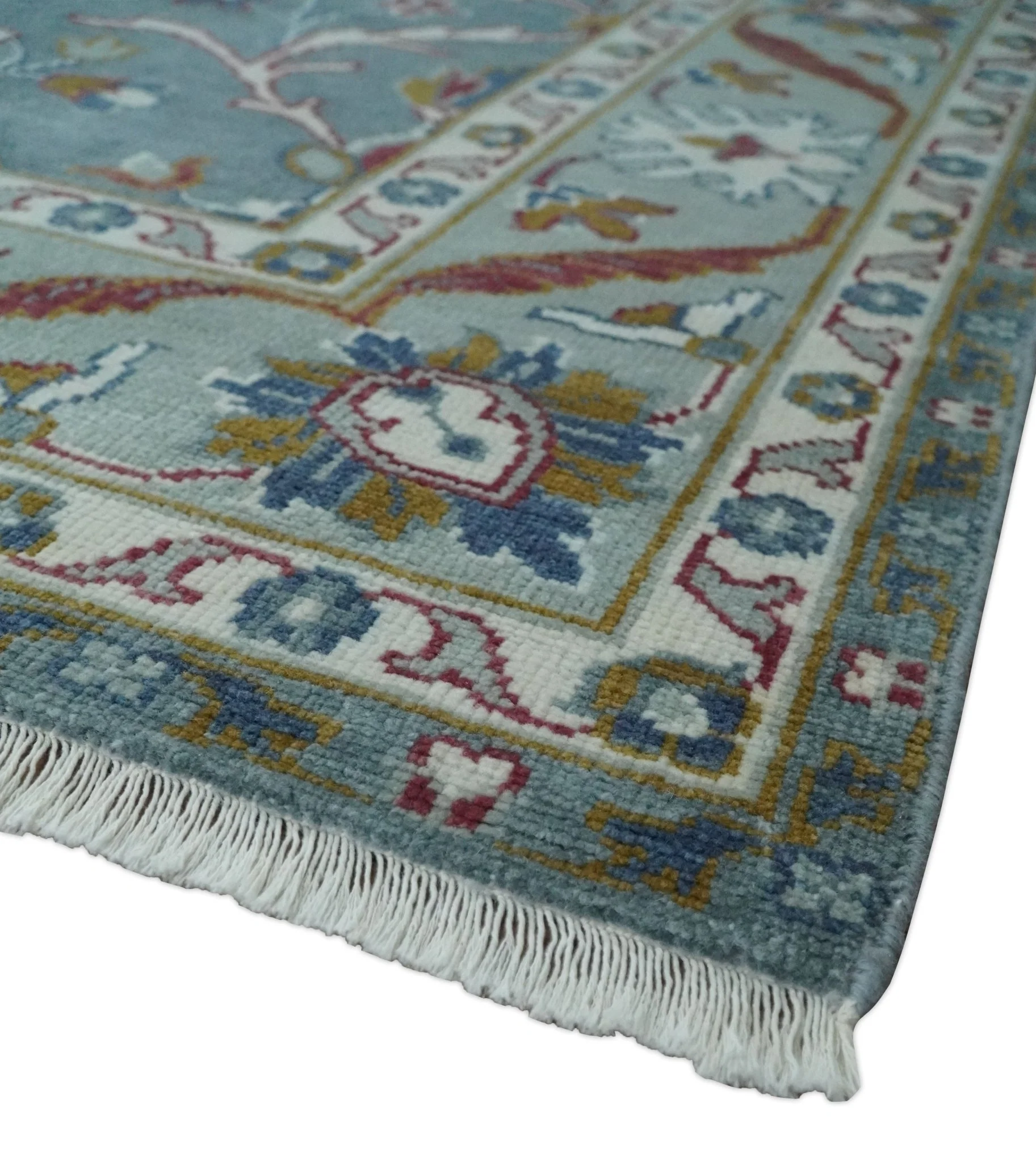 8x10 Hand Knotted Oriental Oushak Gray and Silver Wool Area Rug - Image 5