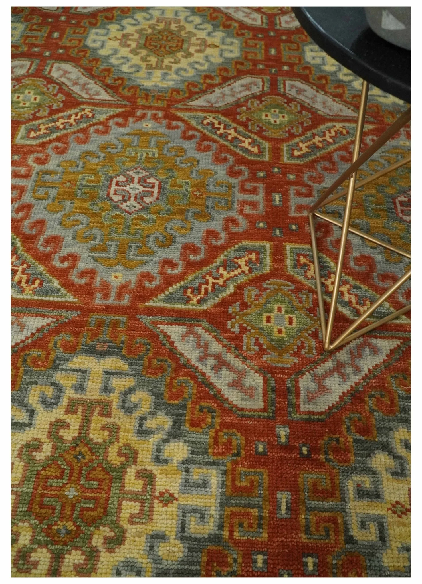 8x10 Hand Knotted Rust, Beige and Gray Oriental Traditional Wool Area Rug - Image 2