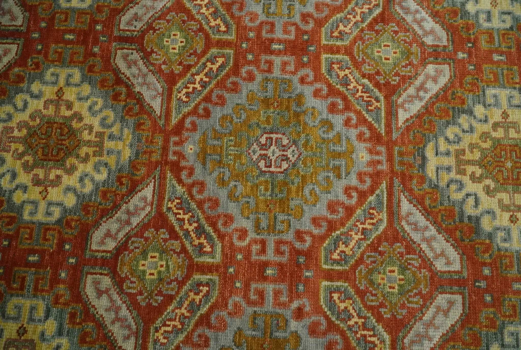 8x10 Hand Knotted Rust, Beige and Gray Oriental Traditional Wool Area Rug - Image 4