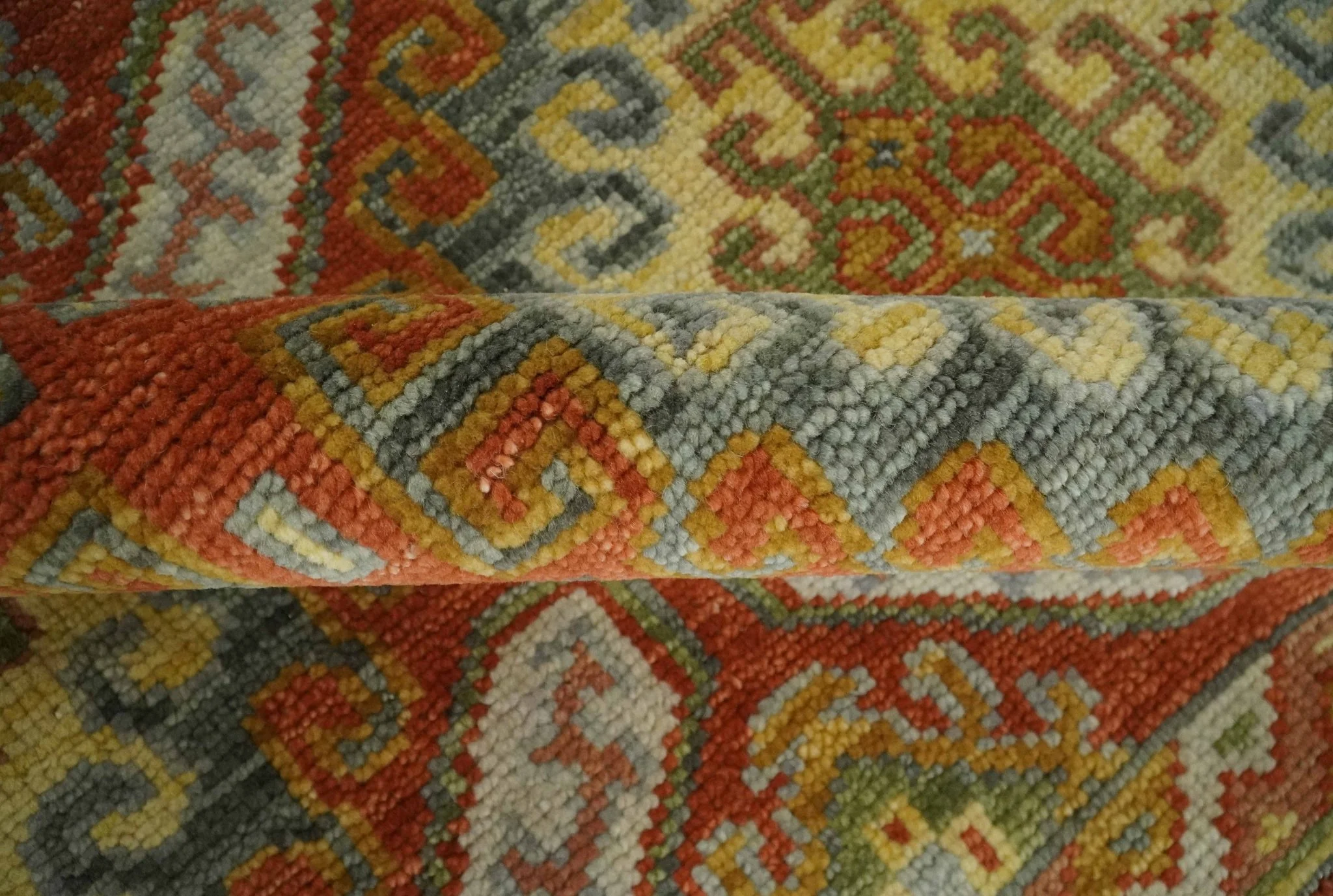 8x10 Hand Knotted Rust, Beige and Gray Oriental Traditional Wool Area Rug - Image 8