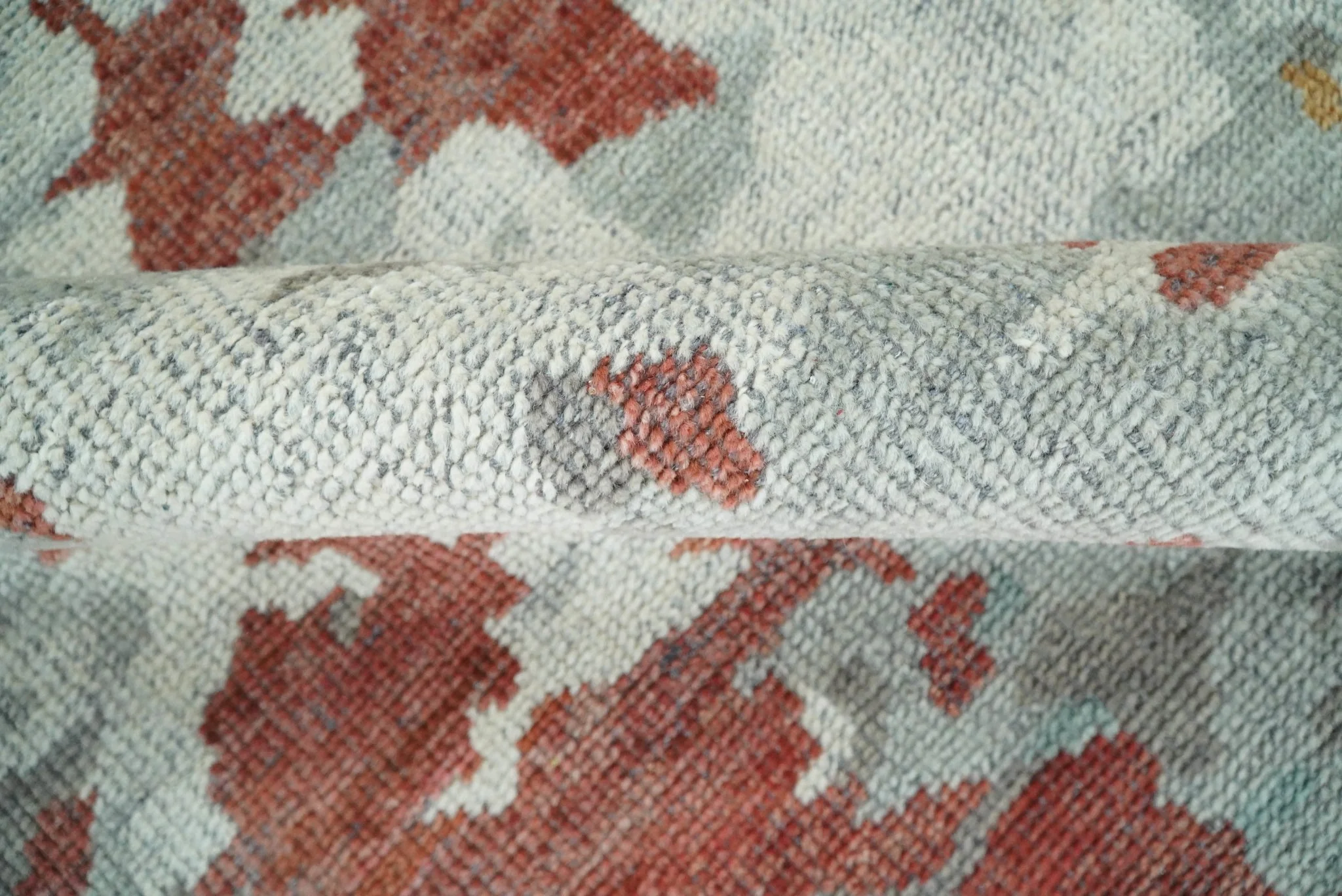 8x10 Hand Knotted Rust and Gray Modern Abstract Low Pile Contemporary Wool Rug | TRD2651 - Image 12
