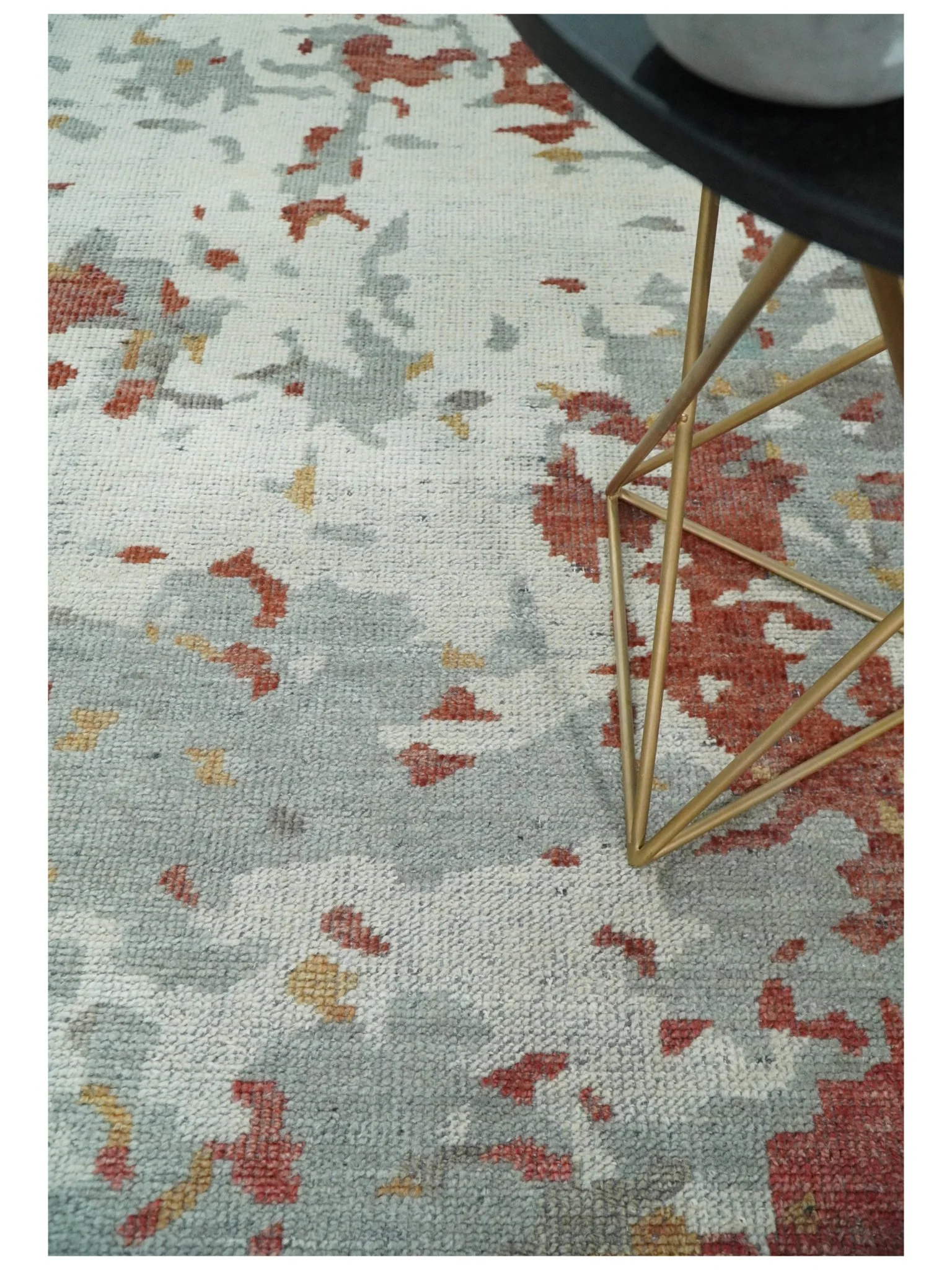 8x10 Hand Knotted Rust and Gray Modern Abstract Low Pile Contemporary Wool Rug | TRD2651 - Image 2