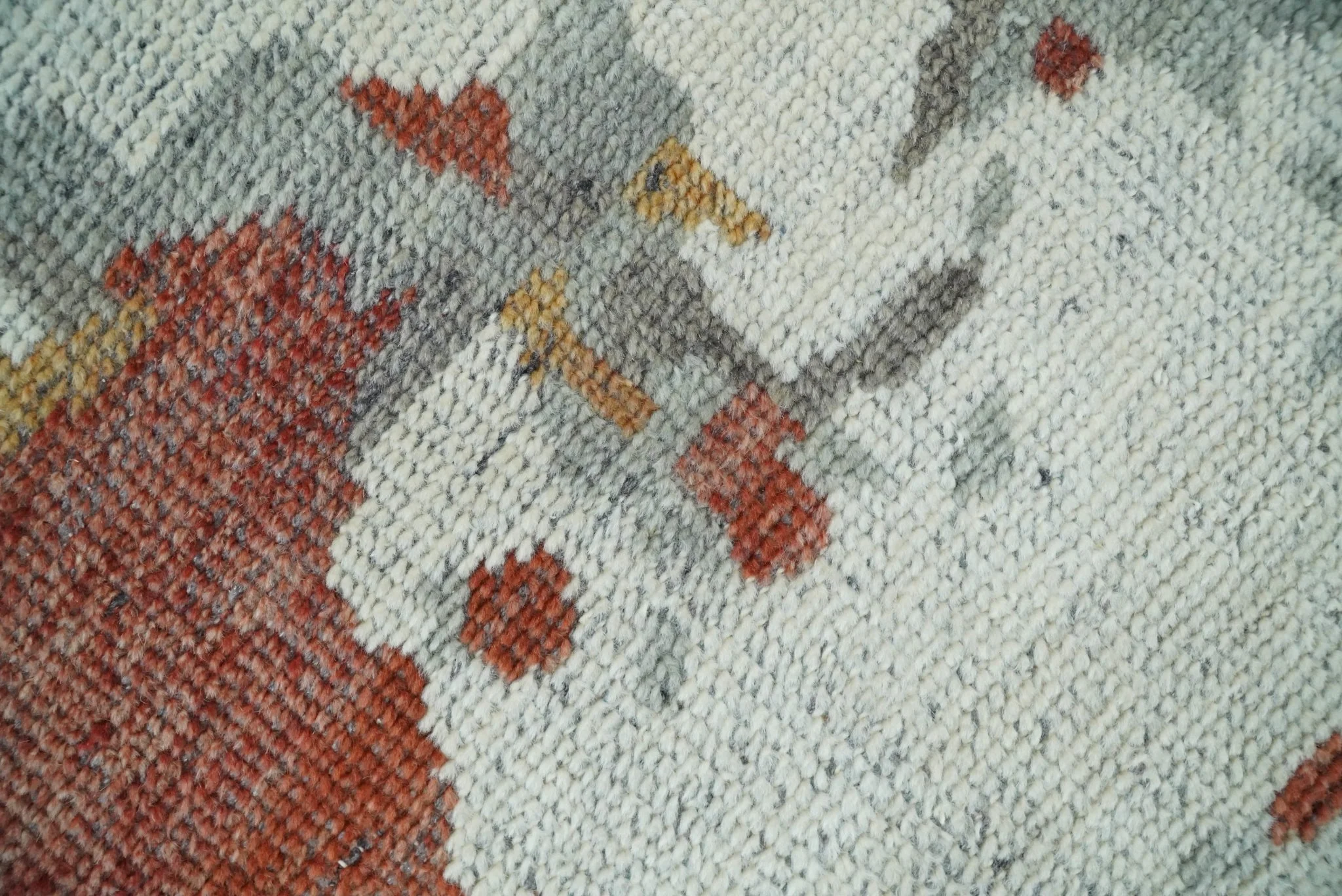 8x10 Hand Knotted Rust and Gray Modern Abstract Low Pile Contemporary Wool Rug | TRD2651 - Image 4