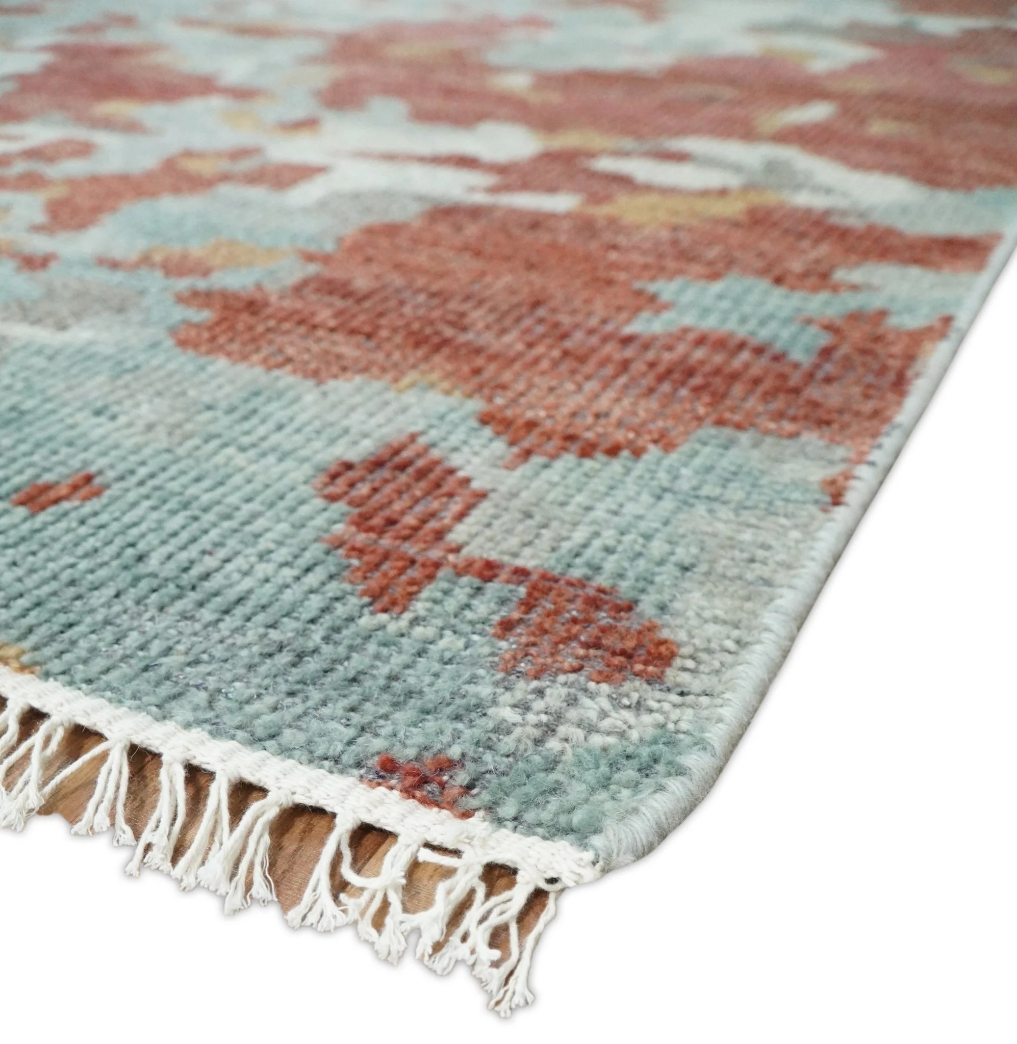 8x10 Hand Knotted Rust and Gray Modern Abstract Low Pile Contemporary Wool Rug | TRD2651 - Image 5
